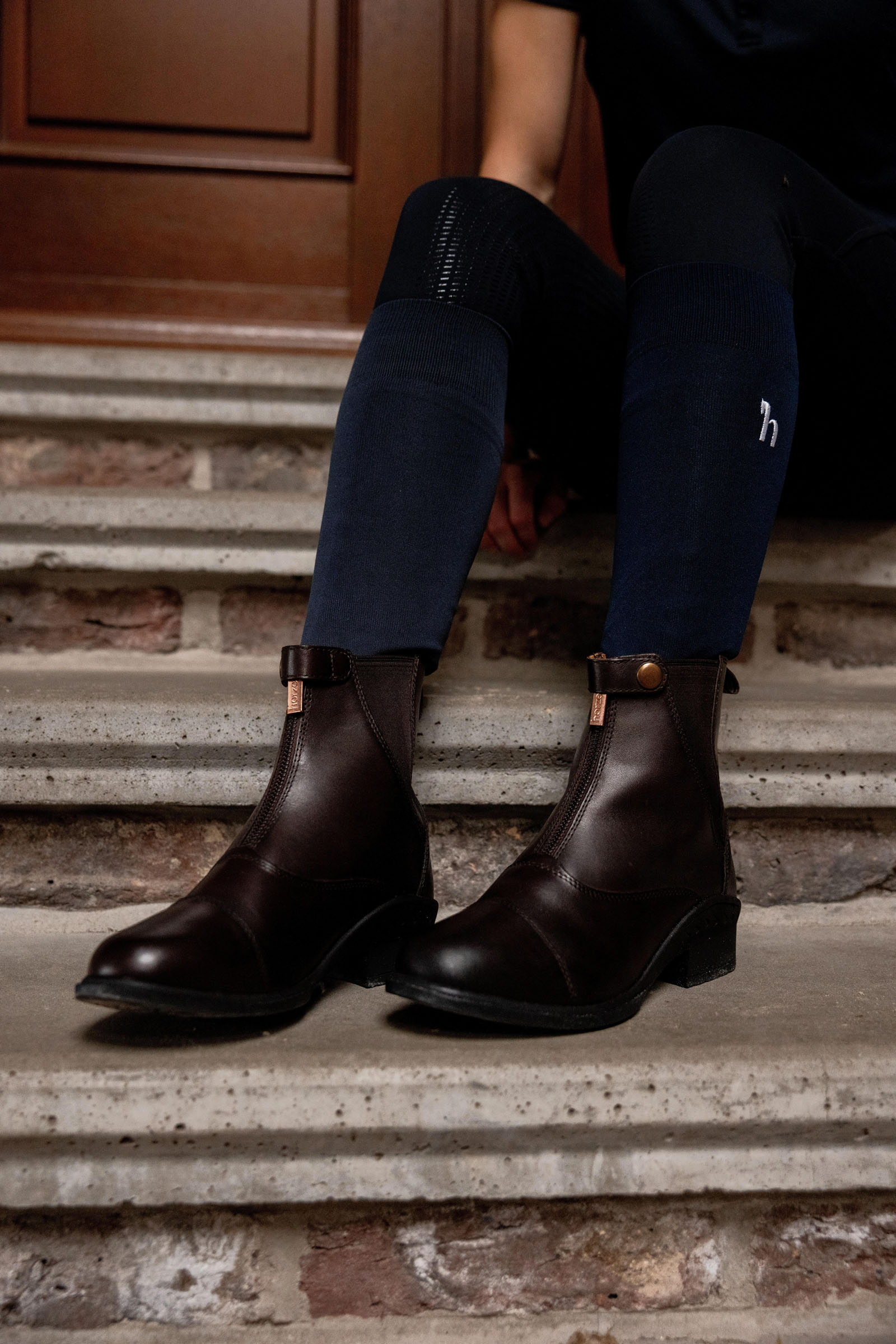 Horze Rose Leather Jodphur Boots with Front Zipper