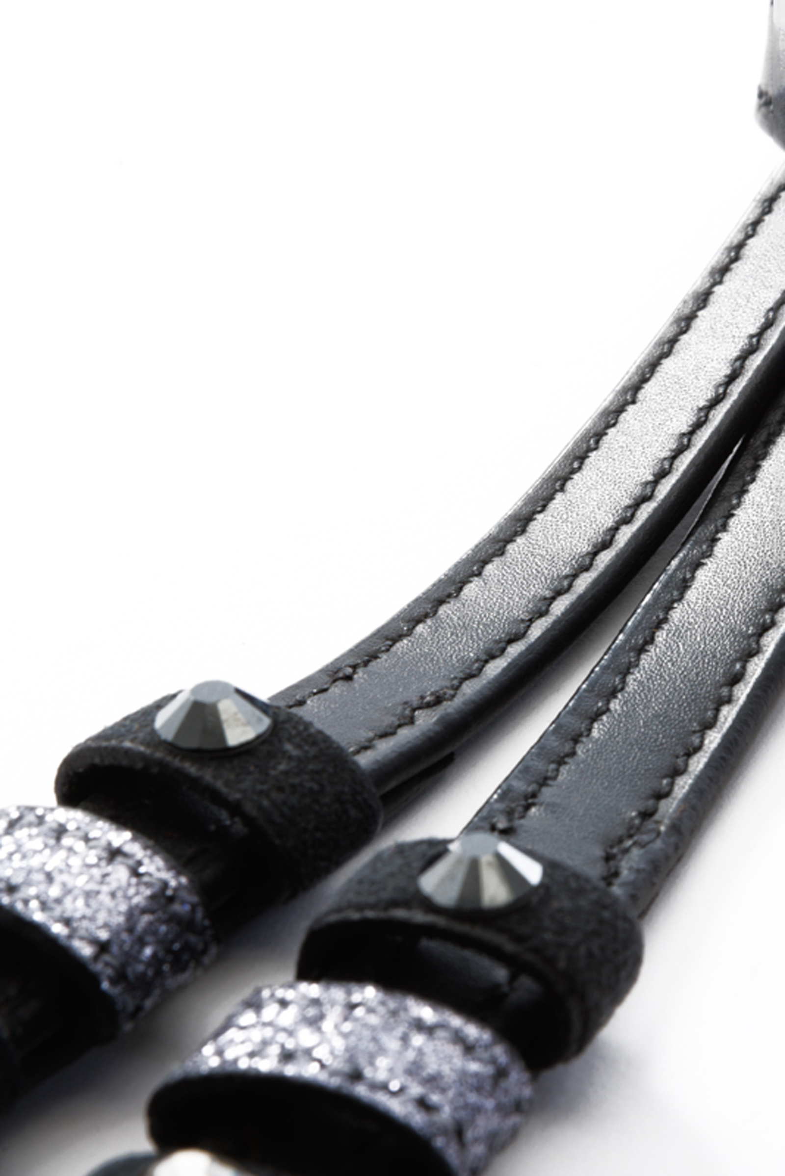 Kavalkade Spur straps leather Grey - rhinestones