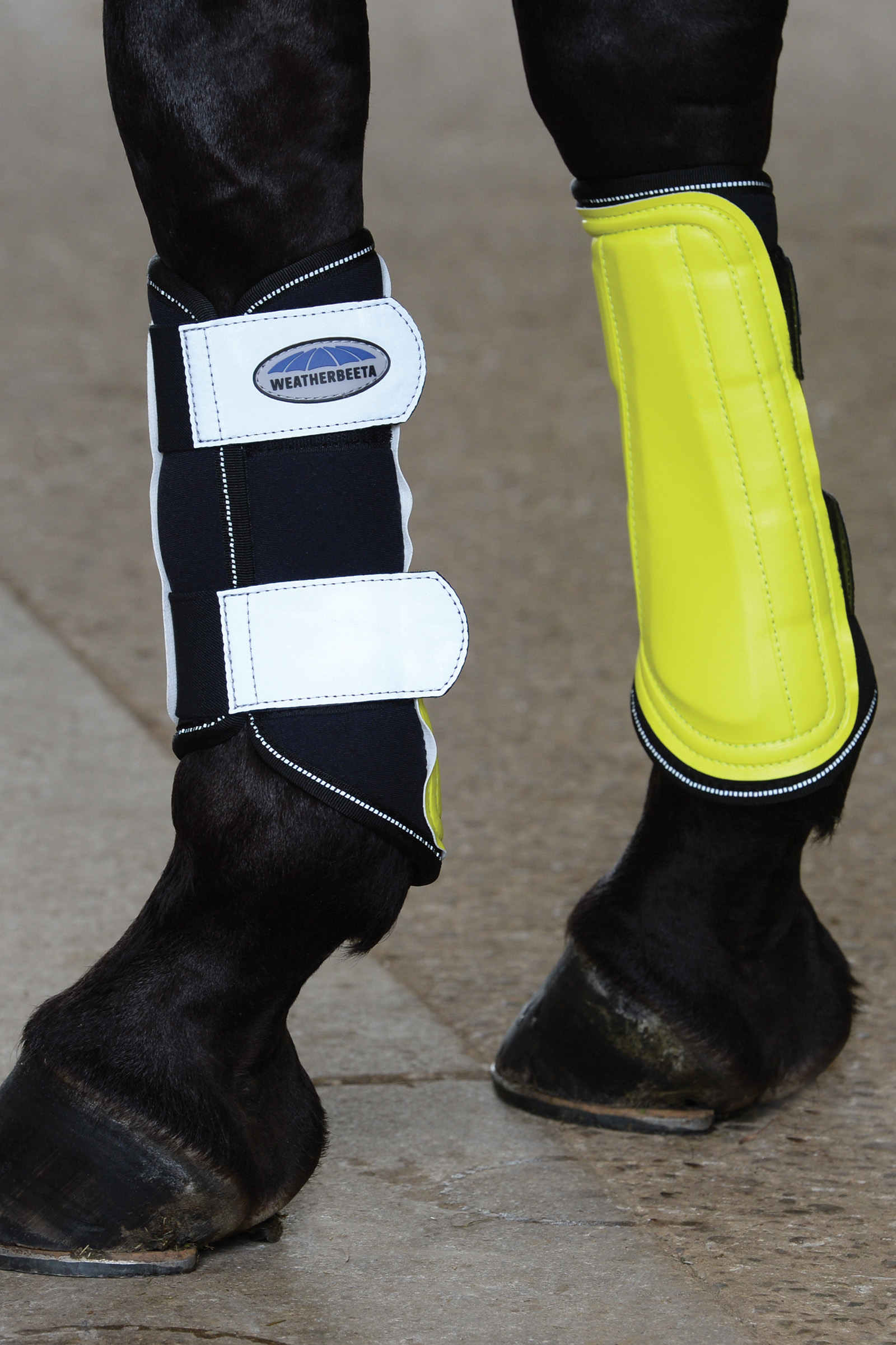 Yellow/Silver Weatherbeeta Reflective Single Lock Brushing Boots