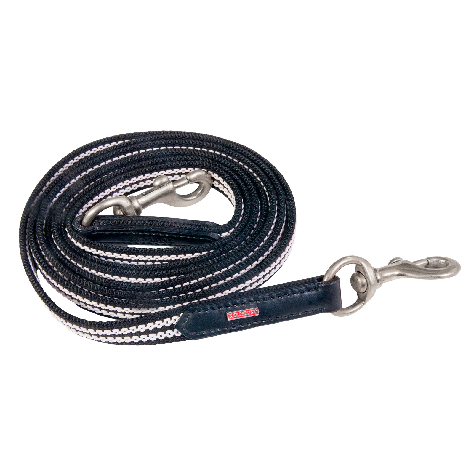 Black/White/Chrome Karlslund Woven rubber reins