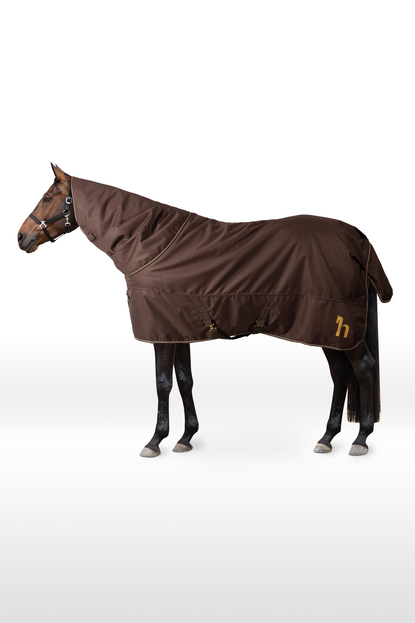 Dark Brown Horze 1200D Turnout Rug With Detachable Neck, 200 g