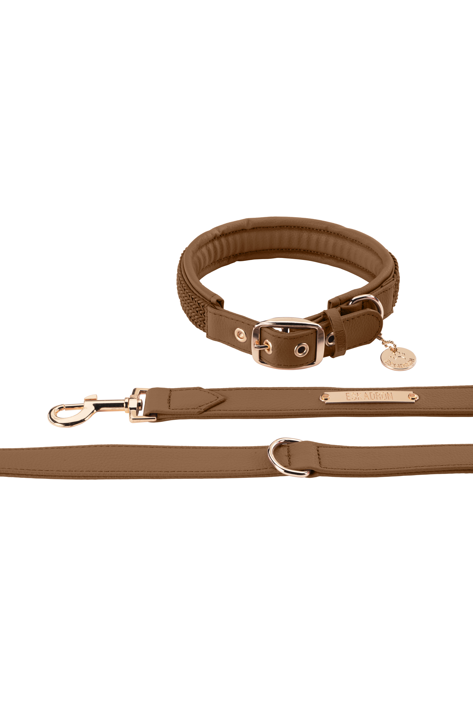 Almond Eskadron Heritage AW24 Faux Leather Dog Collar & Leash Set