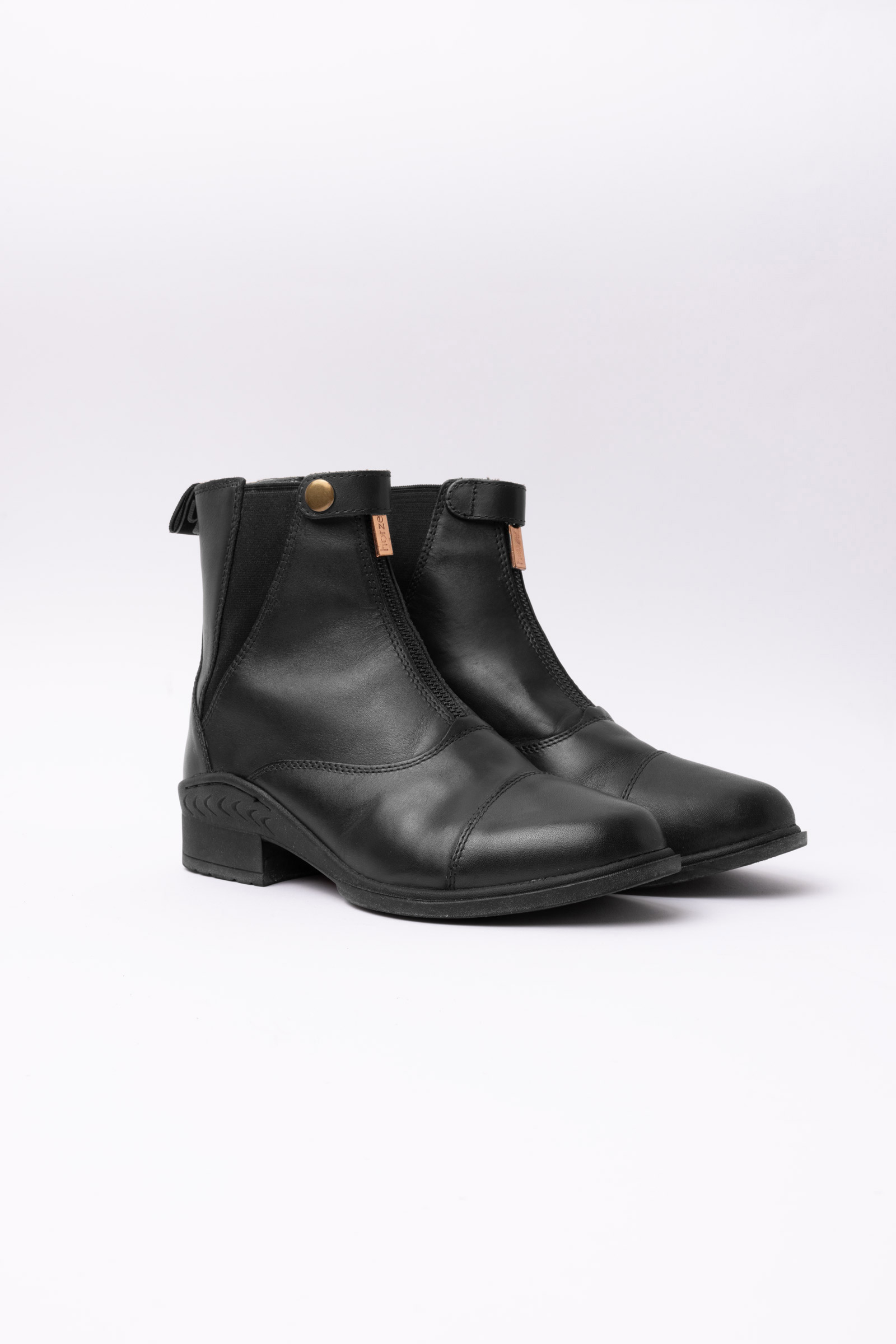 Black Horze Rose Leather Jodphur Boots with Front Zipper