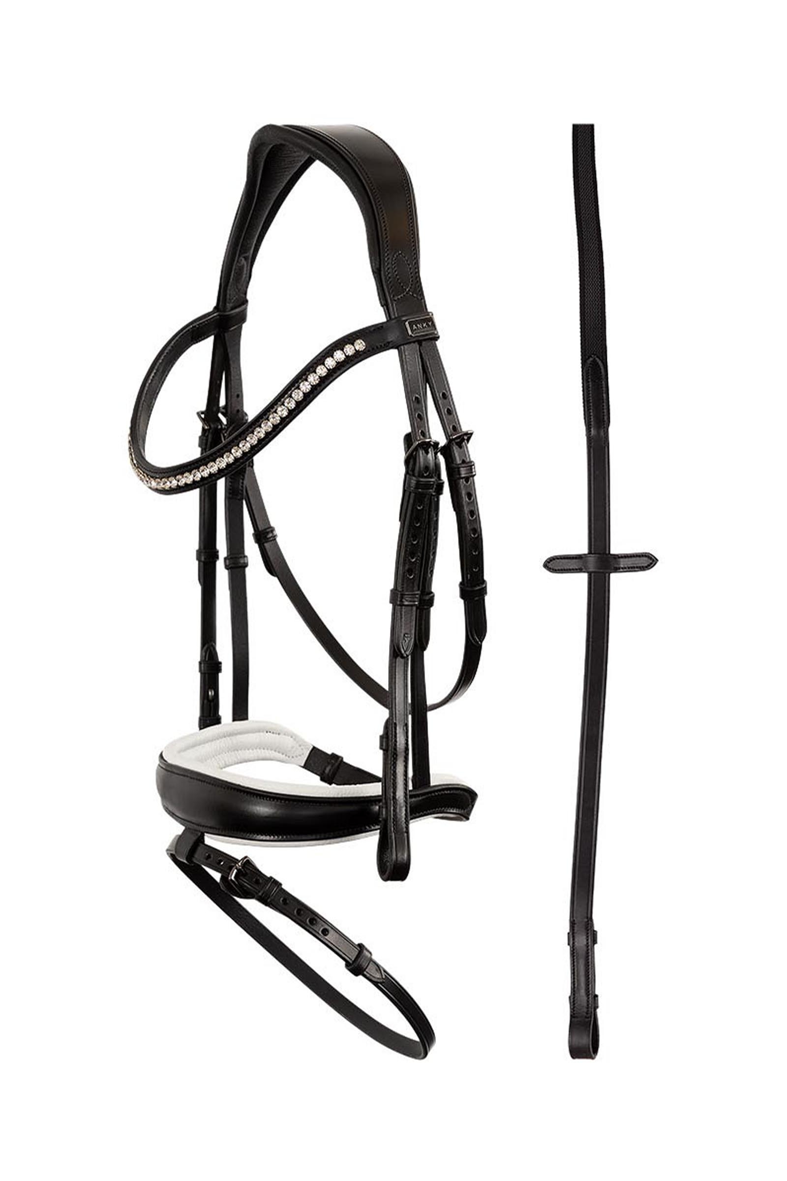 Black/White ANKY Anatomic Bridle With Flash Noseband, Padded