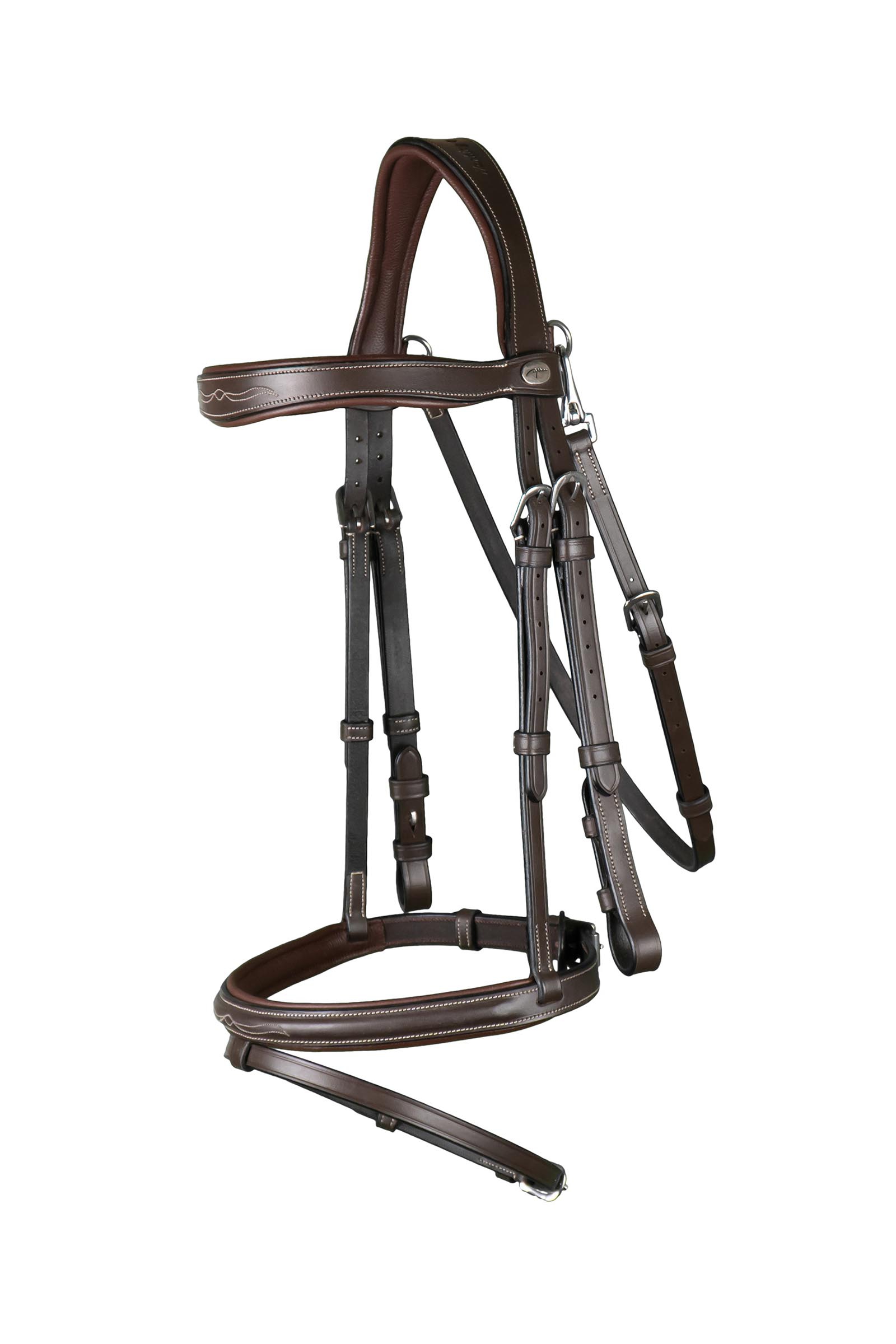 Brown Dy'on Working Flash Noseband Bridle With Snap Hooks 