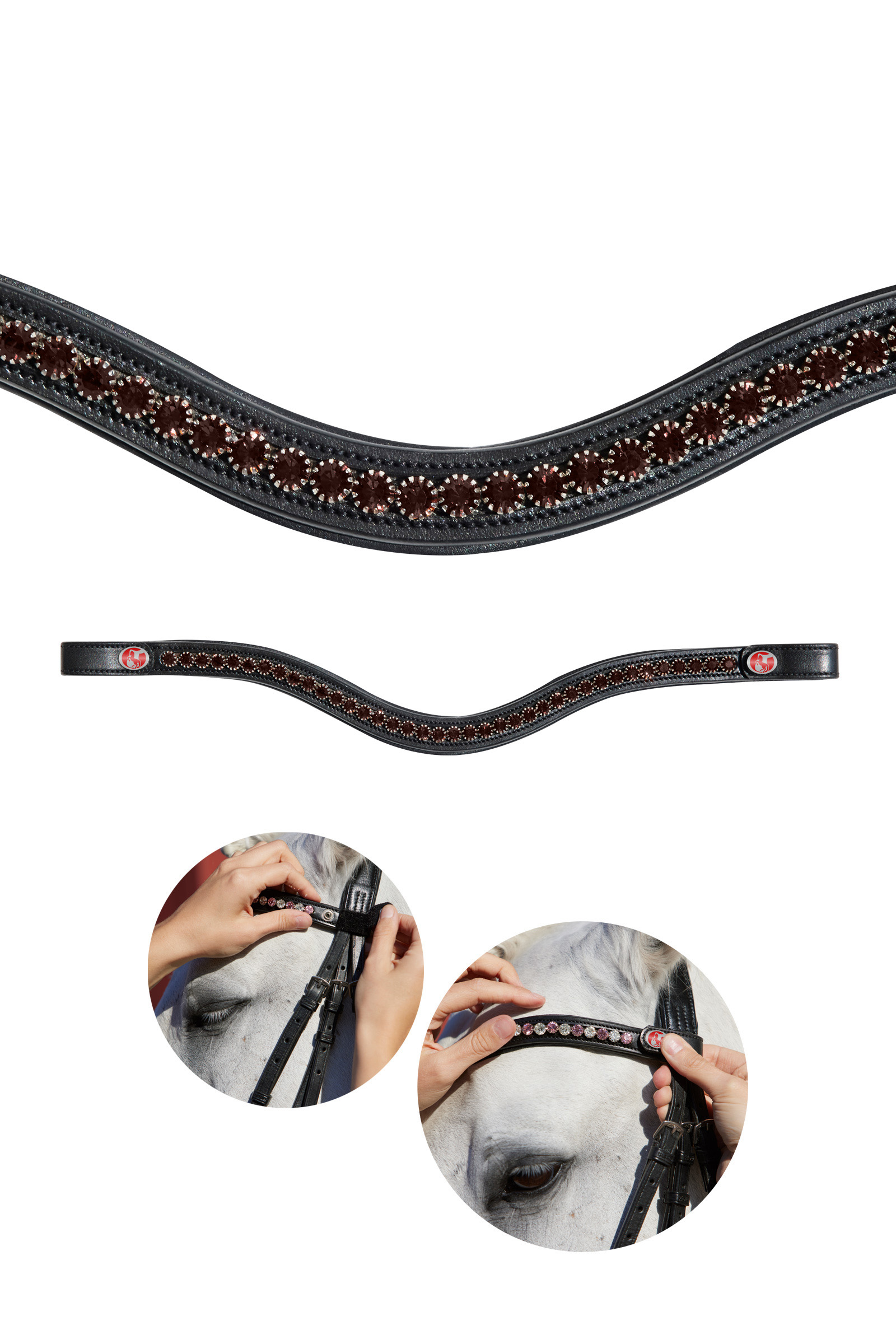 Black/Brown Kieffer FlexiLoop® Crystal Browband