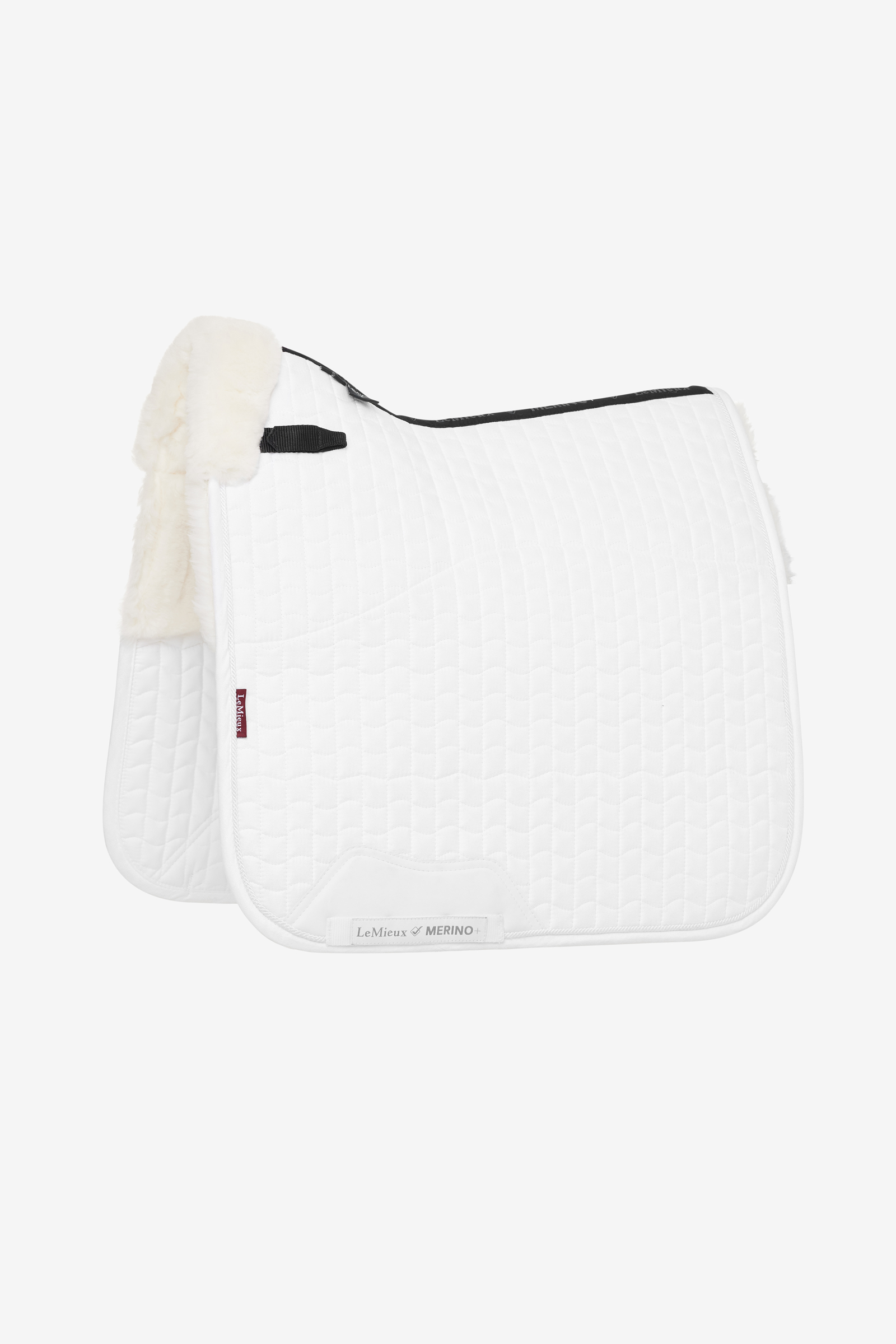 White LeMieux Merino+ Dressage Saddle Pad Suede-effect, half lined