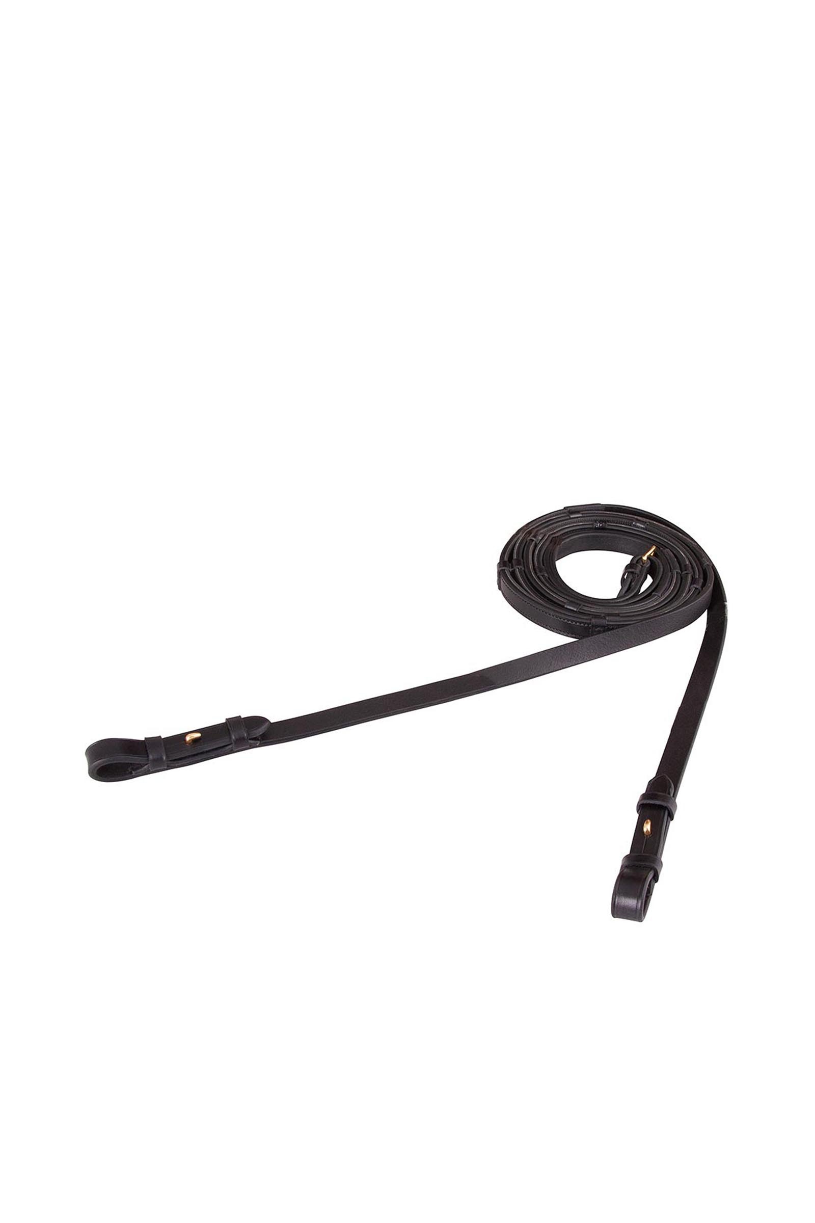 Black/Gold BR Leather Grip Reins, 16 mm