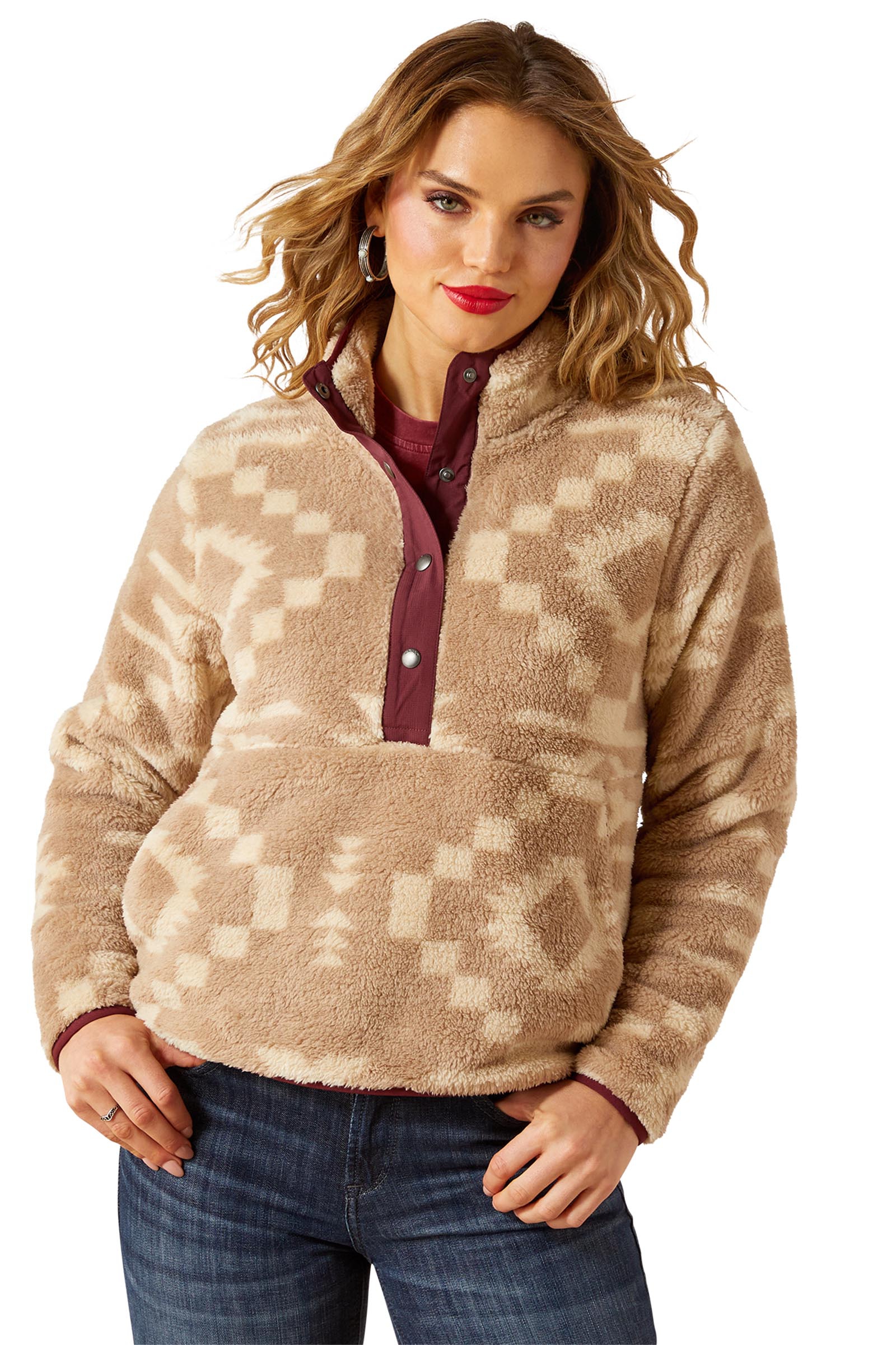 Lone Ridge Print Ariat Berber Snap Women&acute;s Sweater With 1/2 Placket