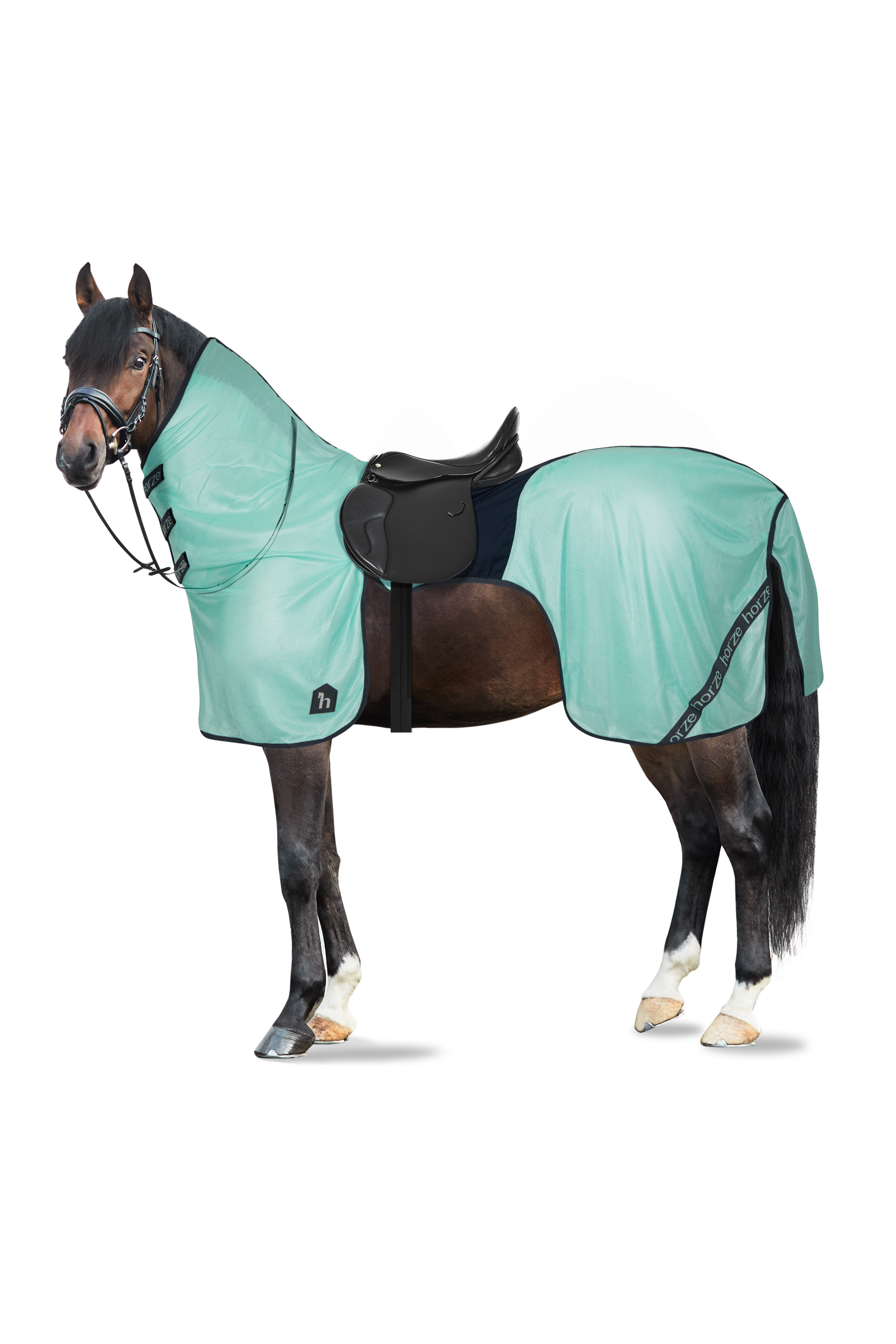 Brook Green Horze Paso Fino Riding Fly Rug with Detachable Neck and UV Protection
