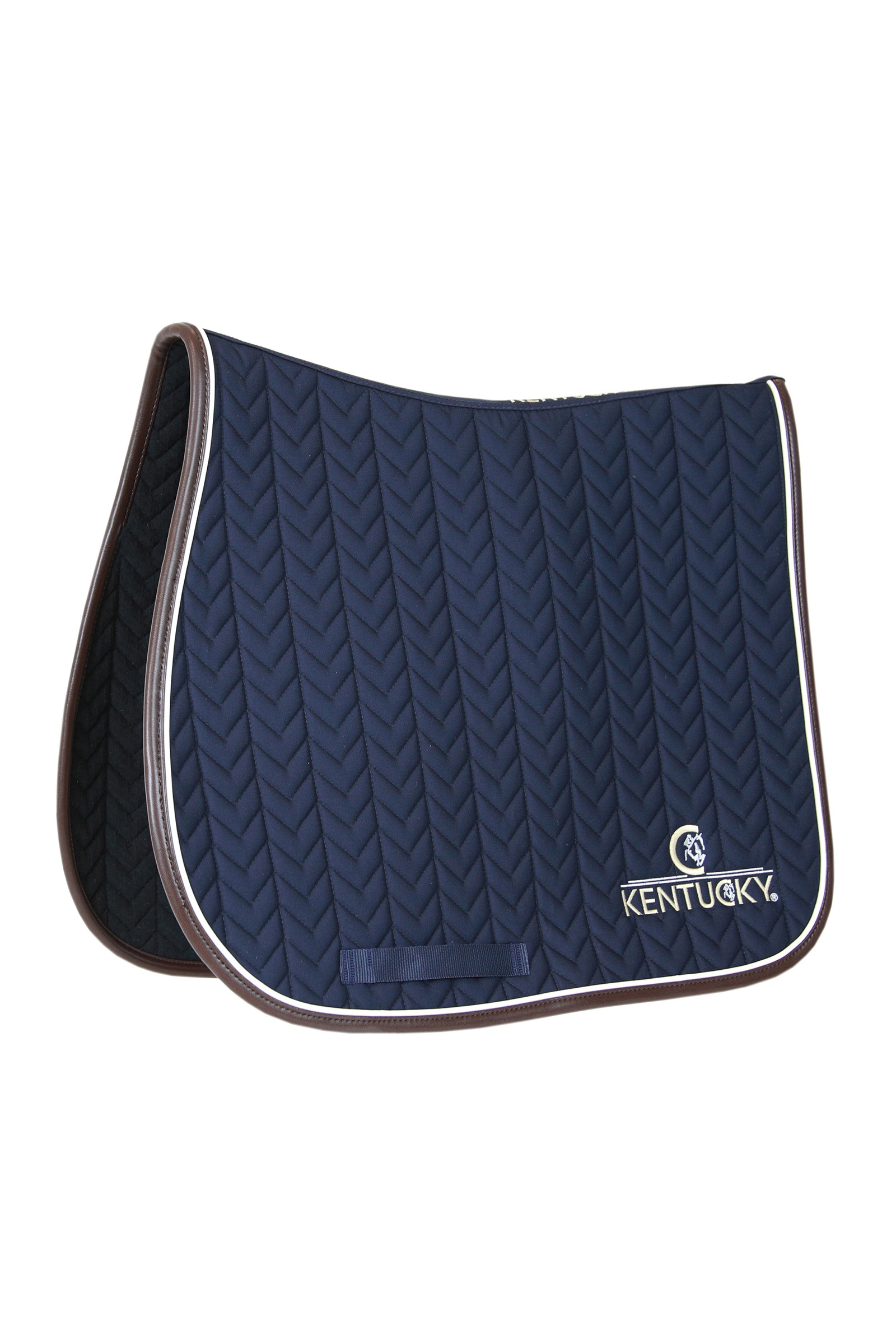 Dark Blue Kentucky Horsewear Saddle Pad Leather Fishbone Jumping