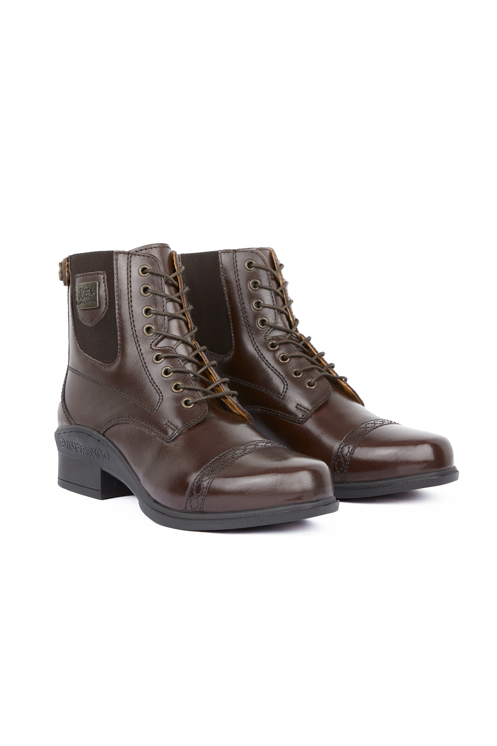 Dark Brown B Vertigo Women's Jupiter Front-Lace Leather Jodhpur Boots