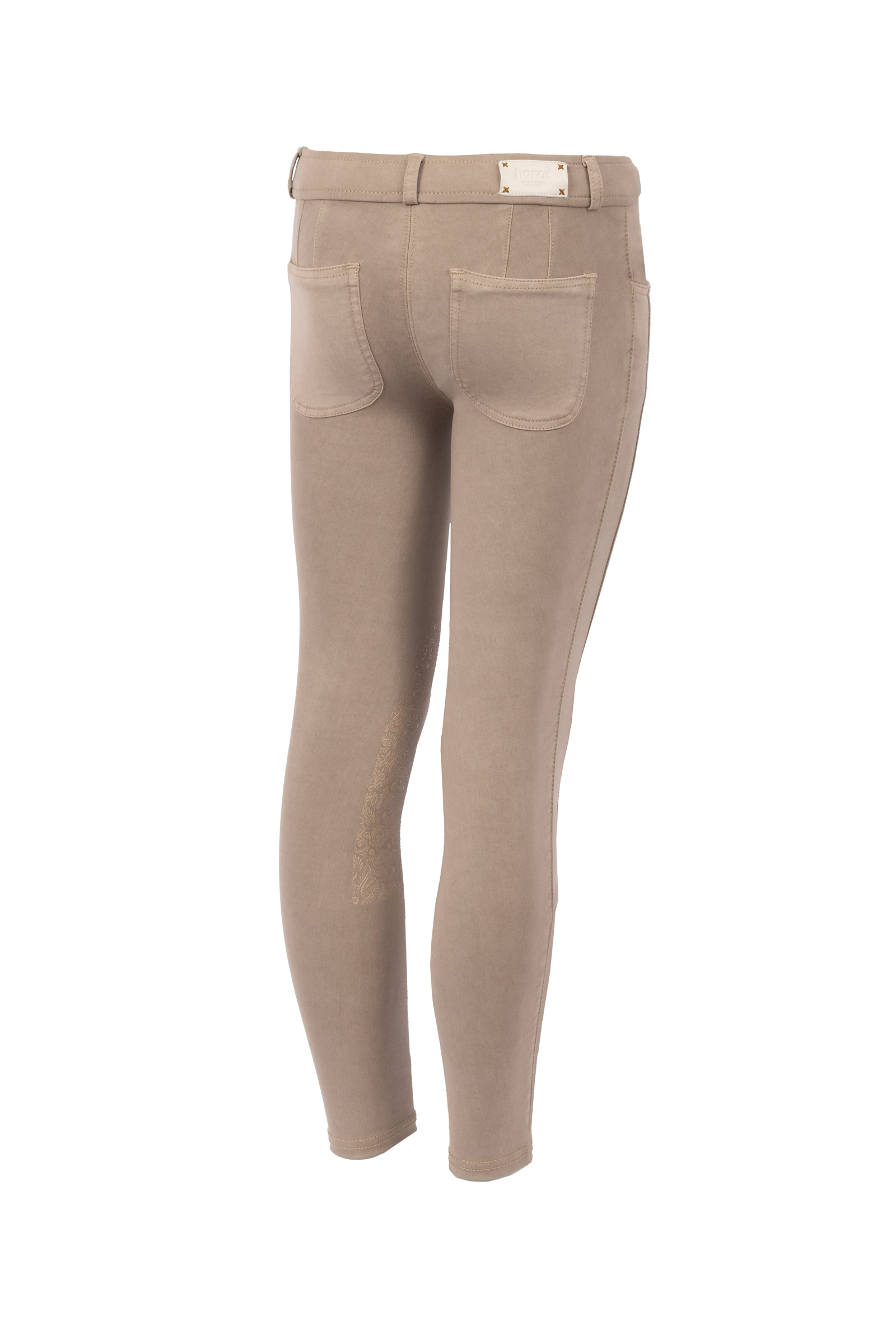 Warm Taupe Horze Suki Kids Knee Grip Breeches