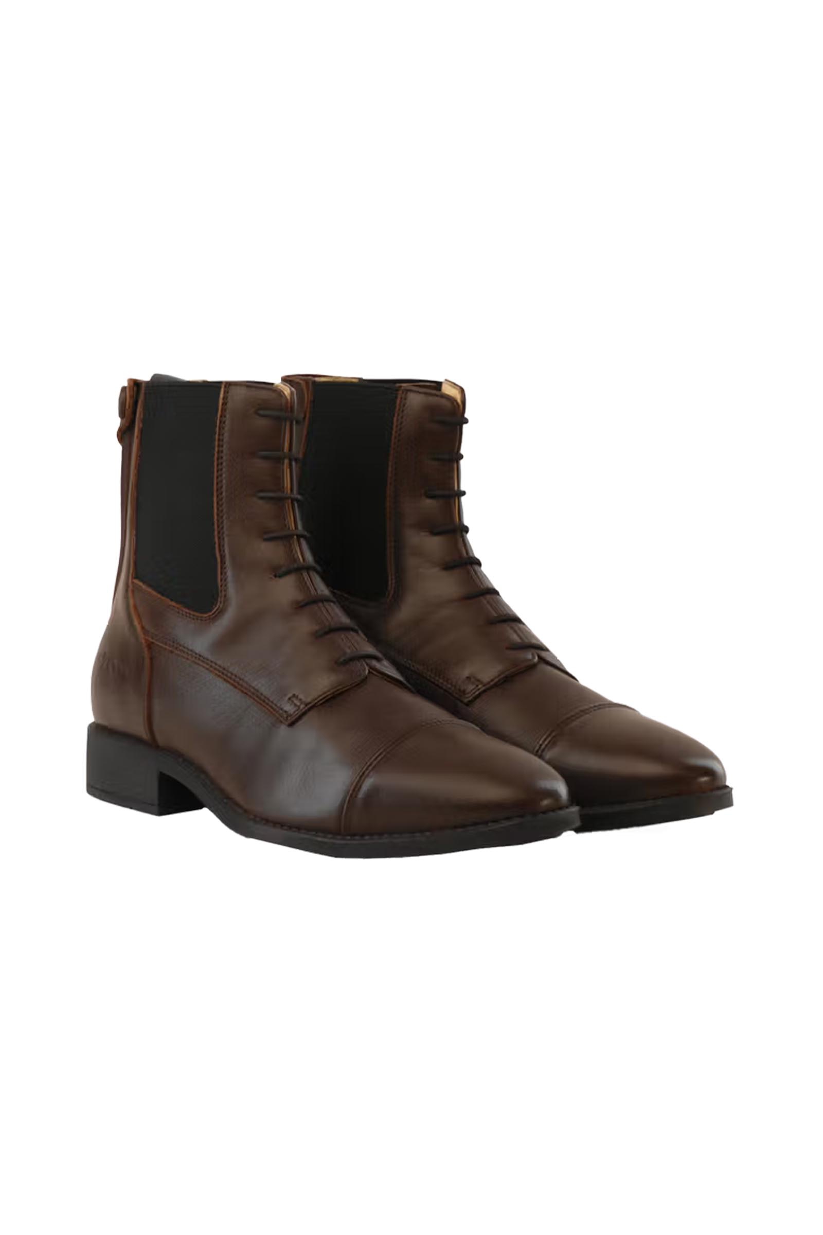 Brown Dy'on Short Boots With Front Laces & Back Zipper