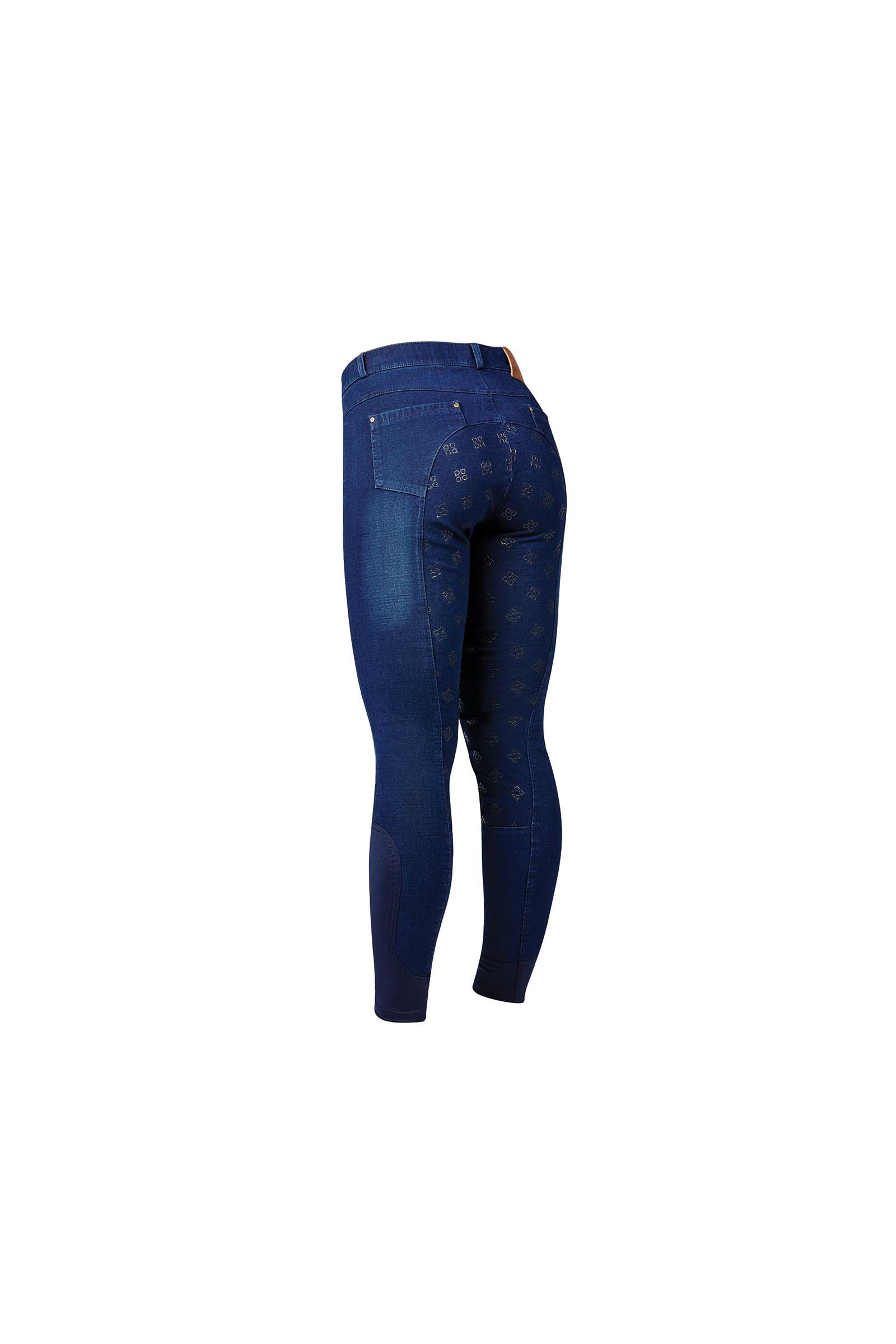 Light Denim Blue Dublin Shona Women's Full Grip Silicone Print Denim Breeches