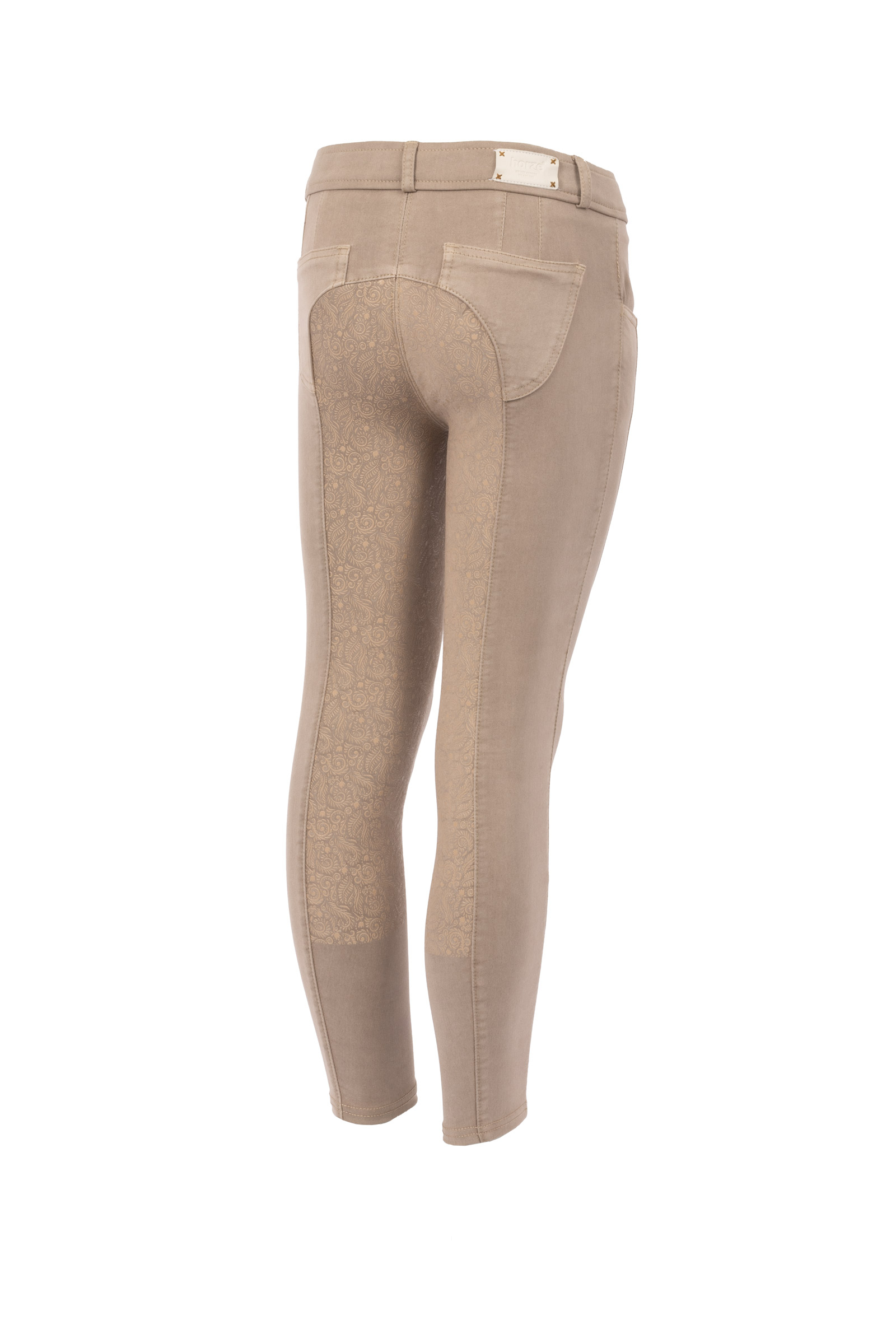 Warm Taupe Horze Suki Kids' Full Grip Breeches