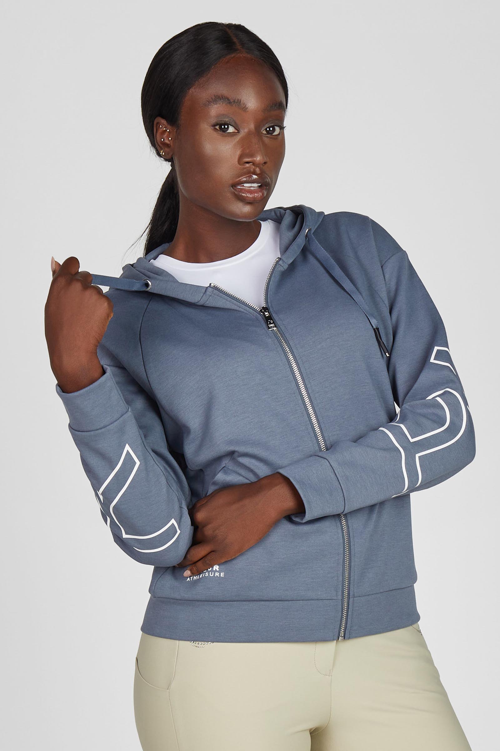 Ash Blue Pikeur Women&acute;s Oversized Hoody Sweat Jacket 