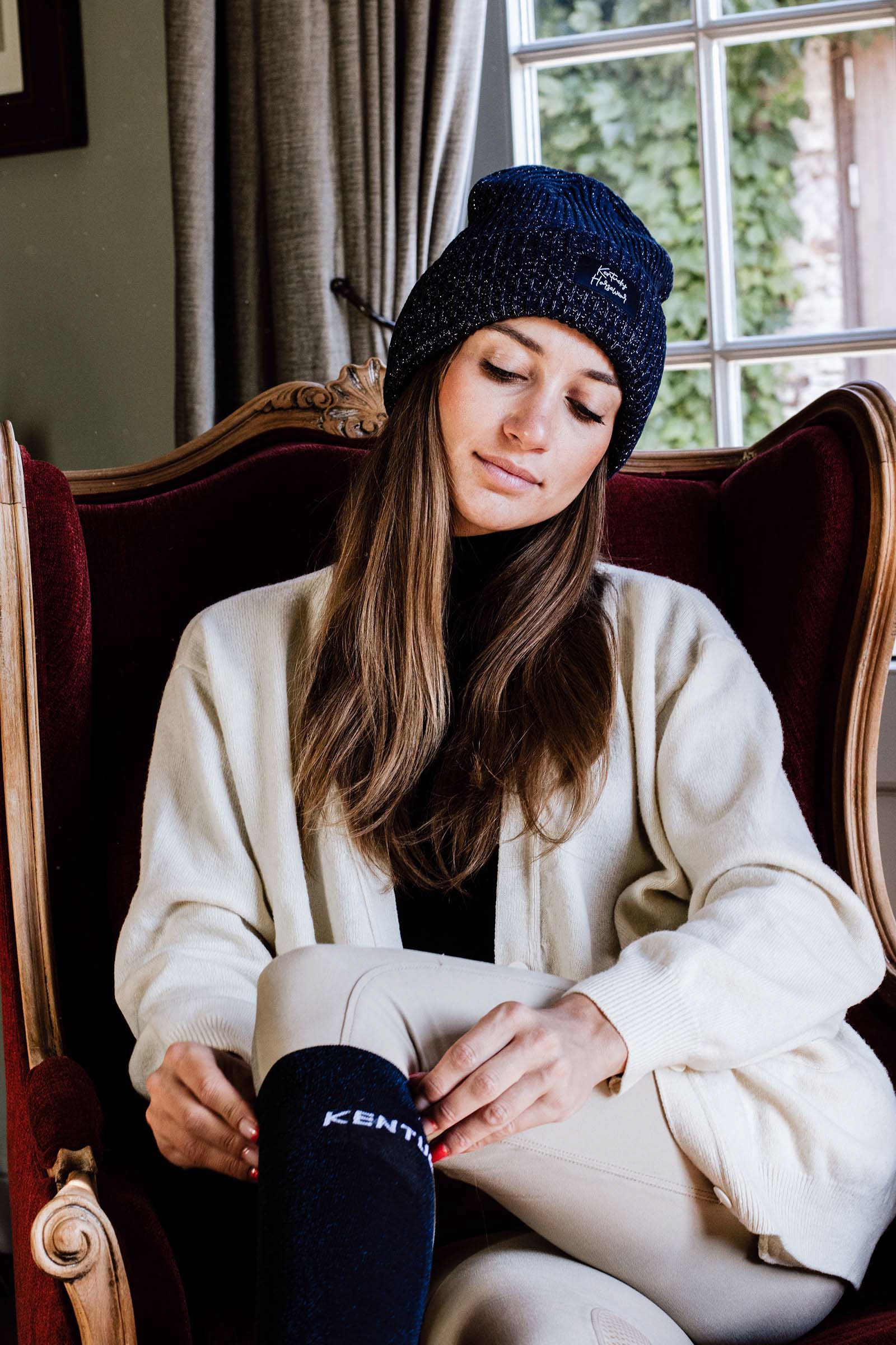 Dark Blue Kentucky Horsewear Glitter Beanie