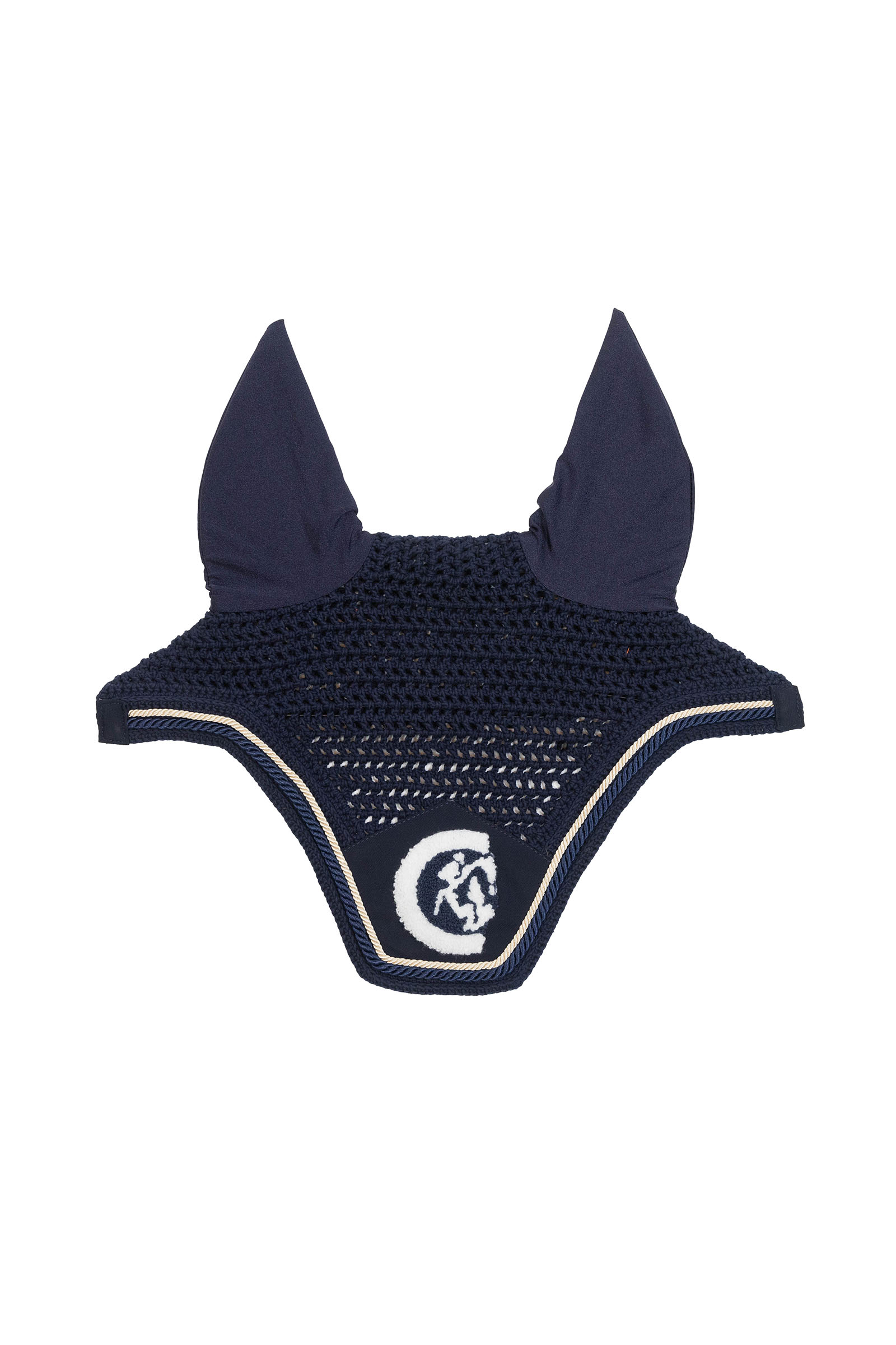 navy Kentucky Horsewear Fly veil Wellington 3D Logo rope