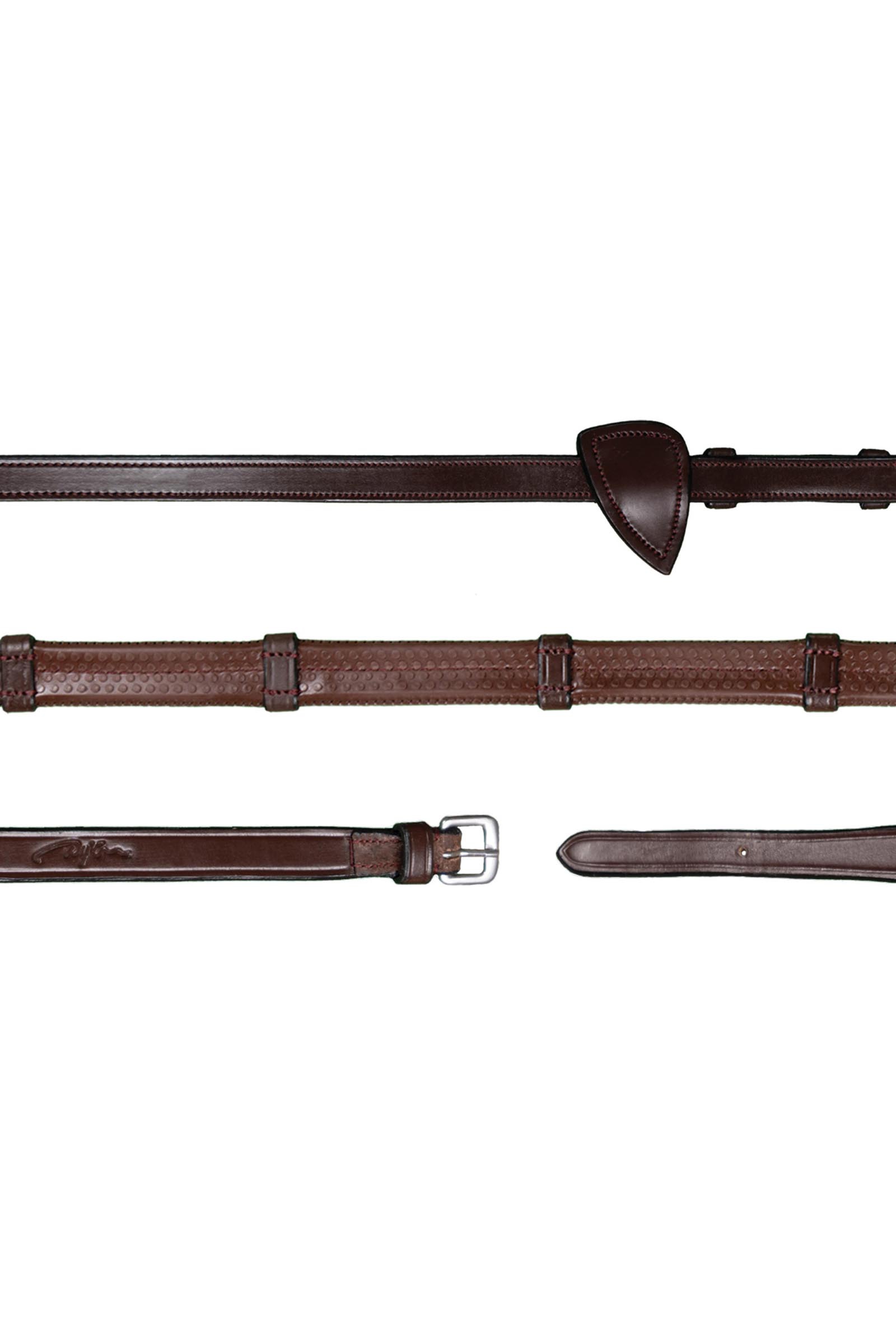 Dy'on New English Collection 1/2" Rubber Reins With 7 Leather Loops