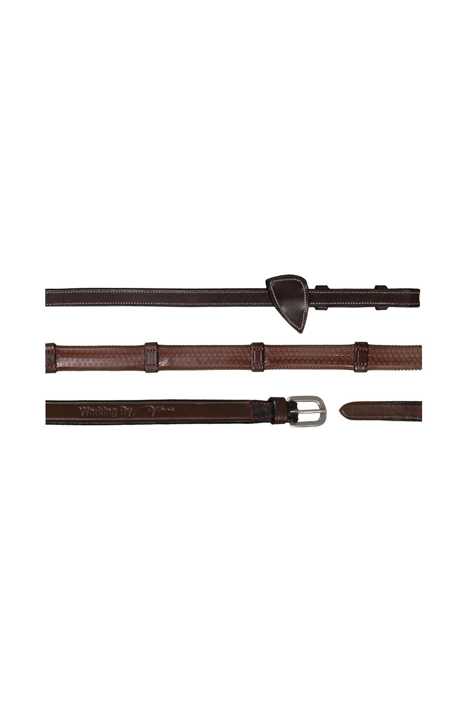 Brown Dy'on Working 1/2 Rubber Reins With 7 Leather Loops 