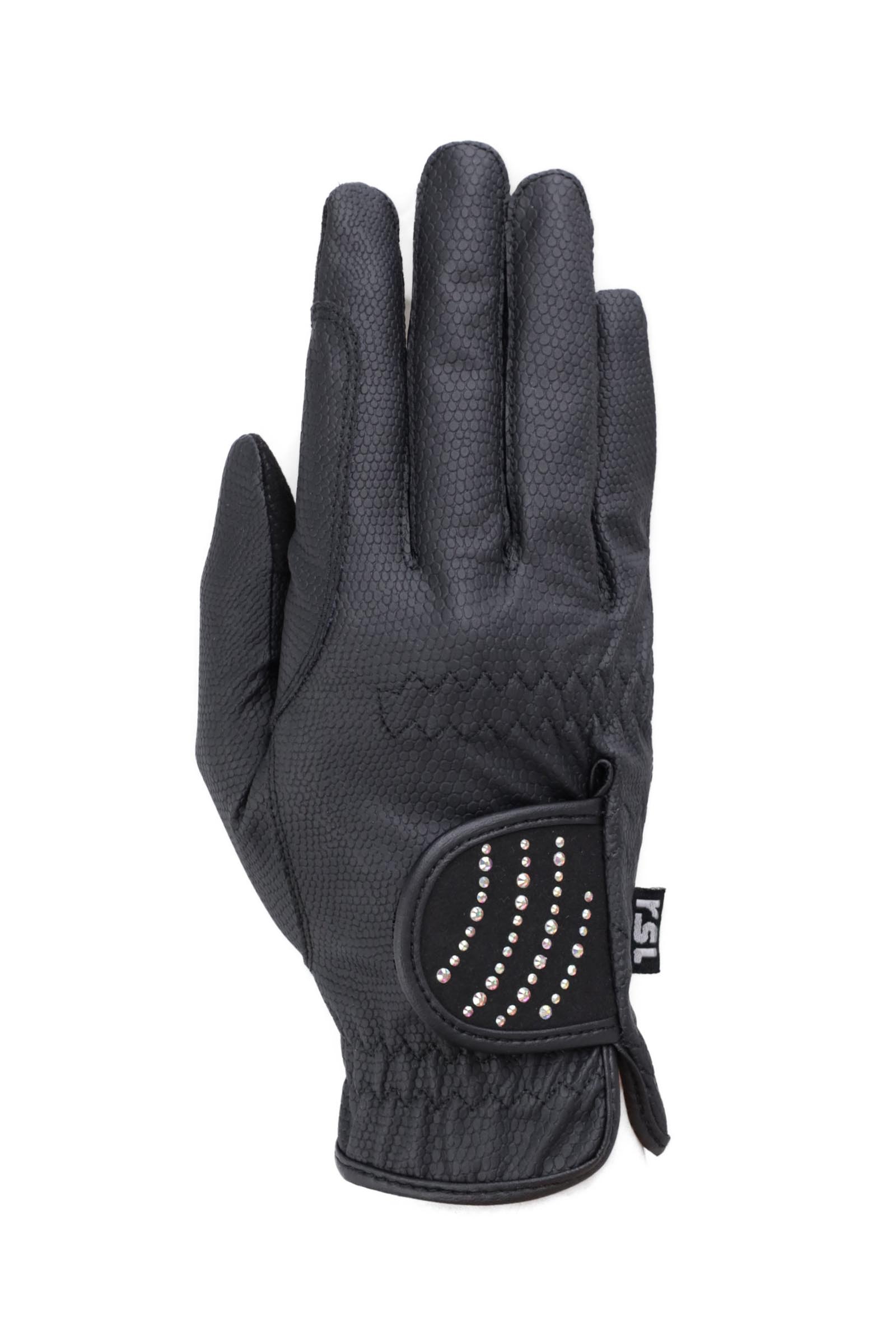Black RSL Dubai Riding Gloves With Color-Adapting Glitter Stones