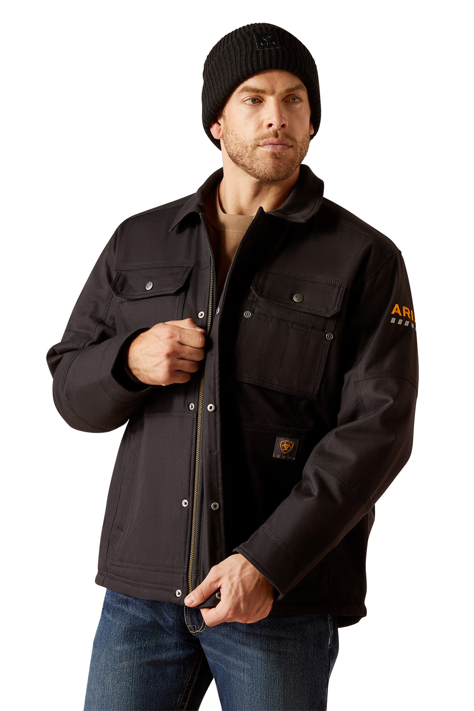 Black Ariat Rebar DuraCanvas Sherpa-Lined Coat
