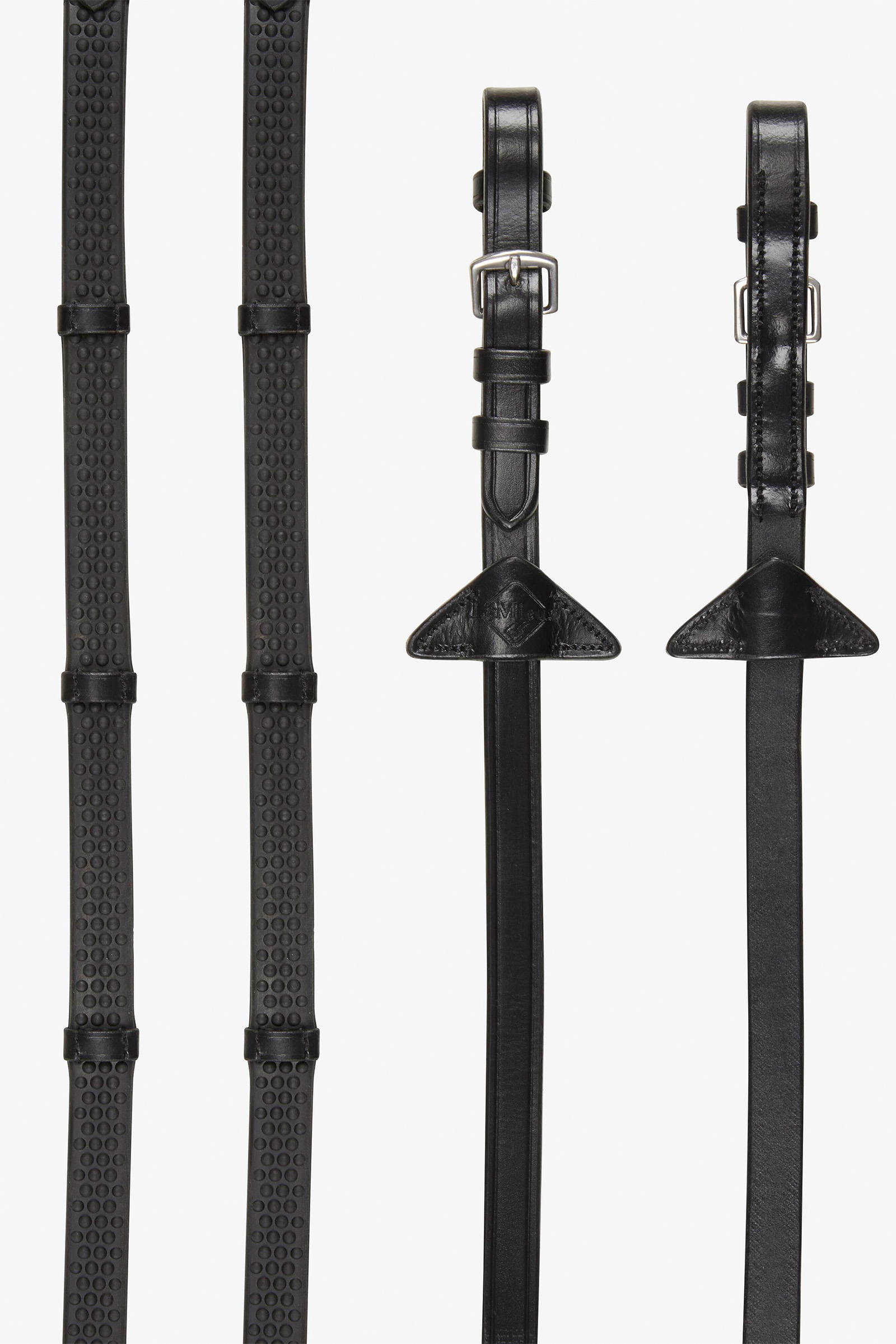 Black/Silver LeMieux Soft Rubber Reins with Stoppers