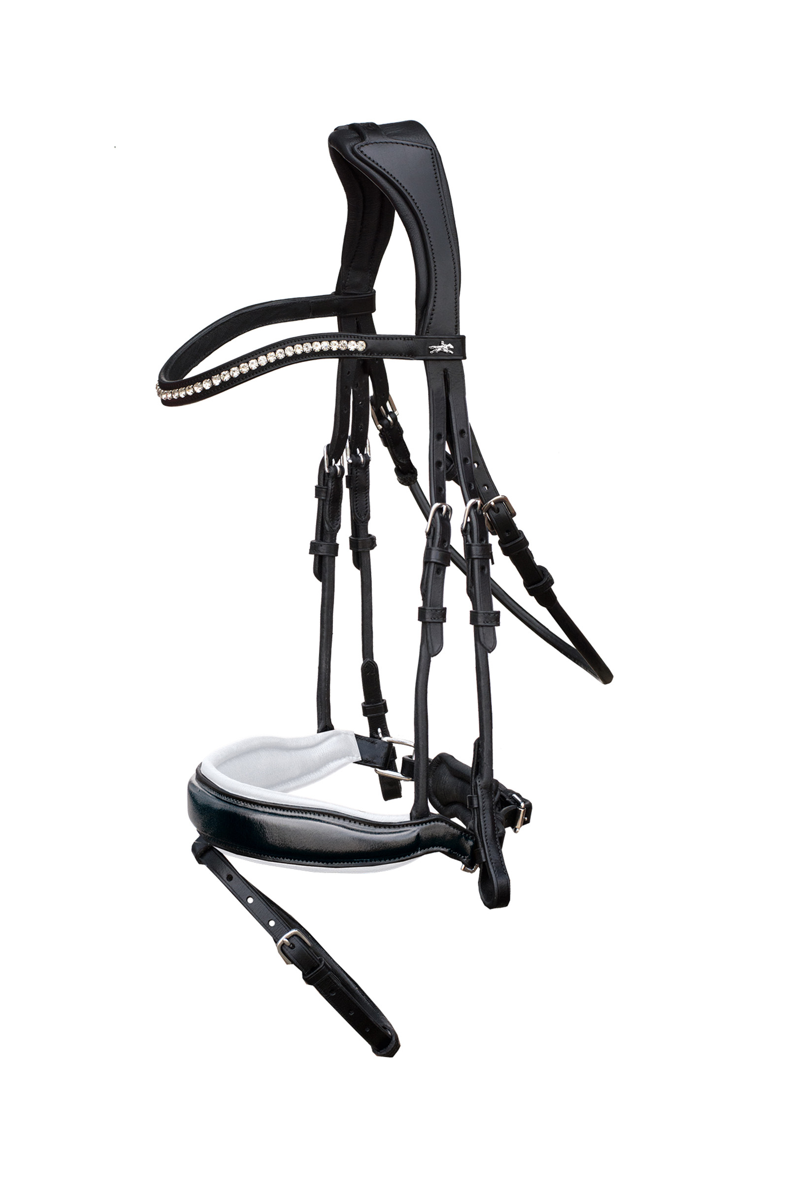 Black/Patent Grey Schockem&ouml;hle Sports Malibu Anatomical Dressage Bridle