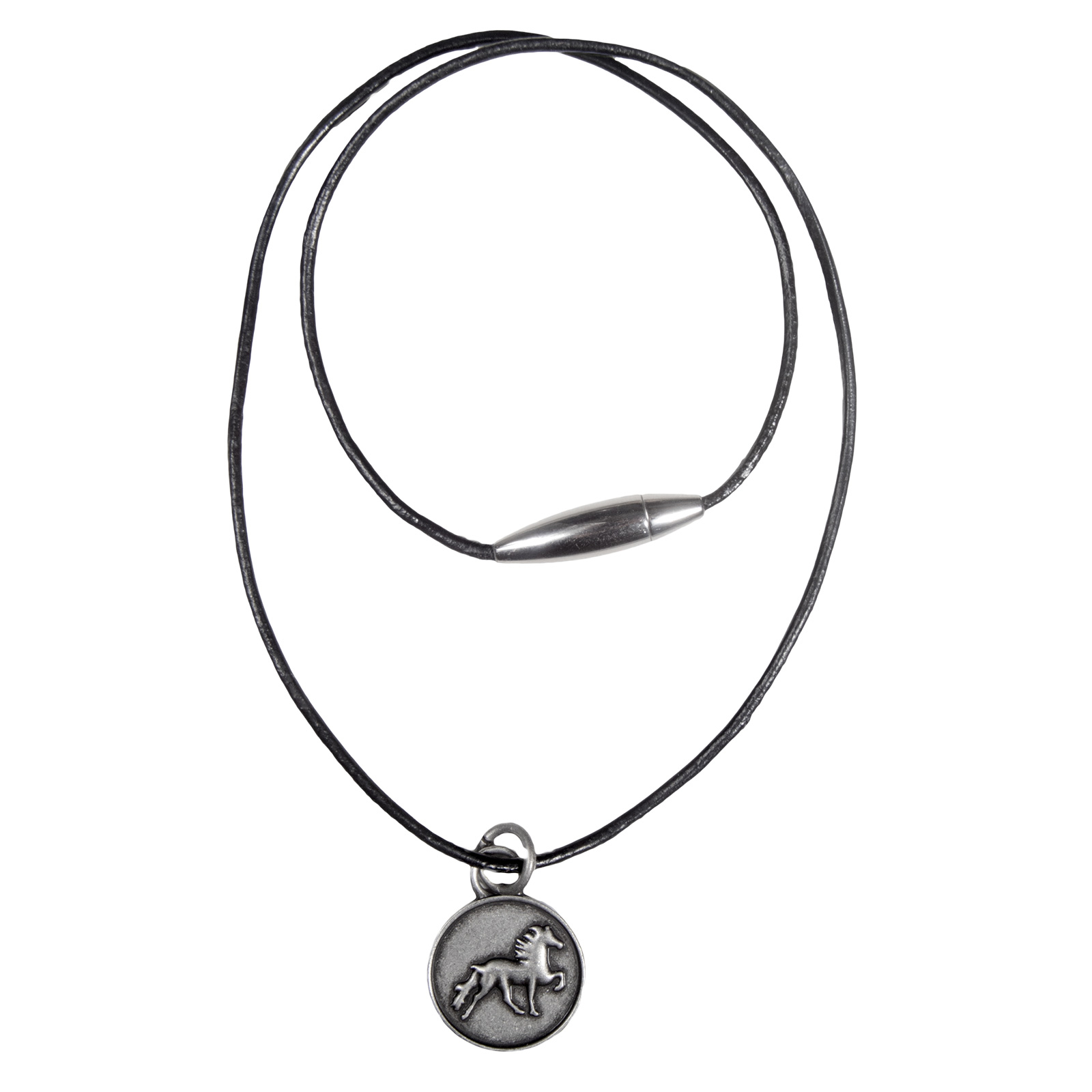 Karlslund Leather necklace with rustic icelandic horse