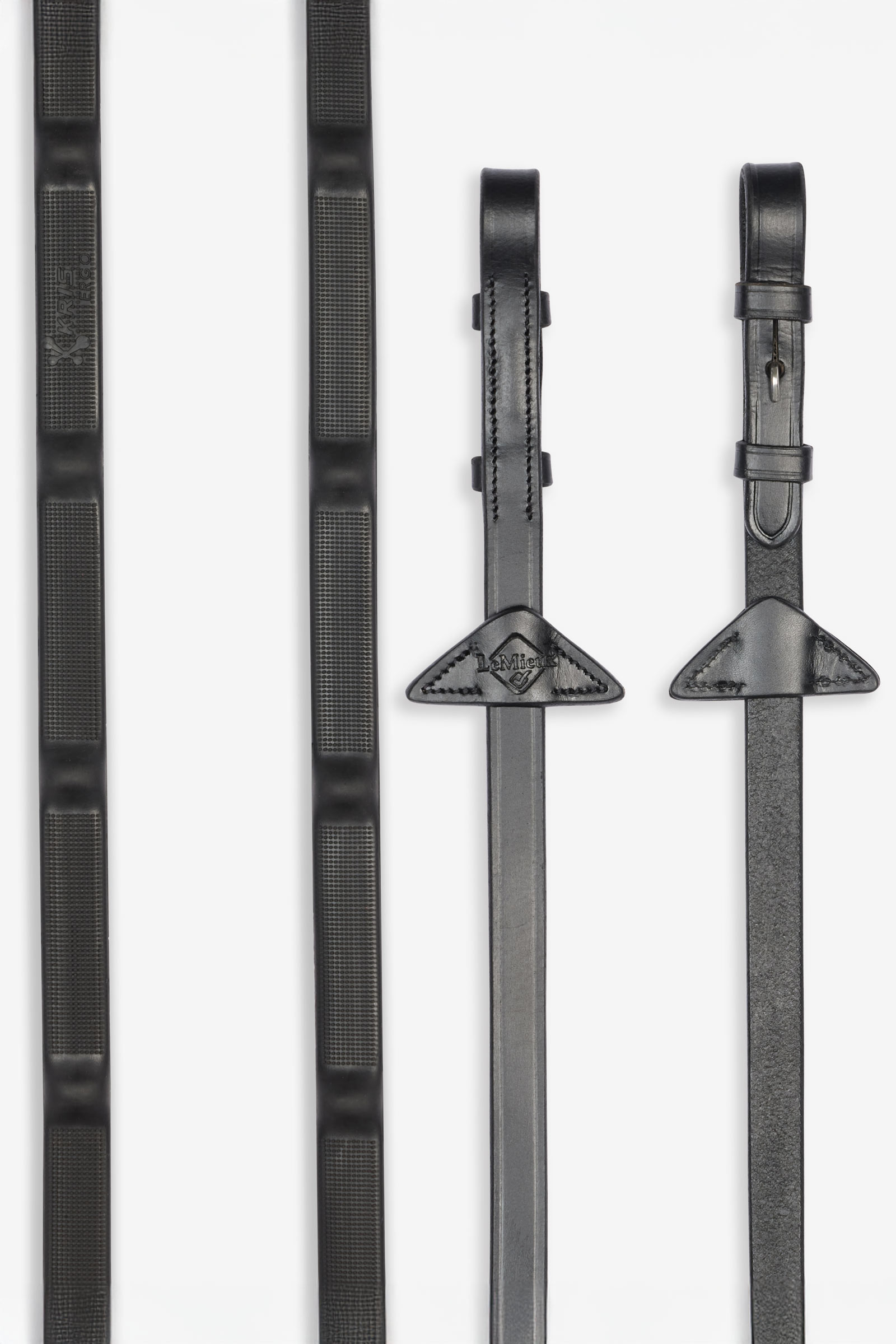 Black LeMieux Ergo Grip Rubber Reins With Integrated Stops