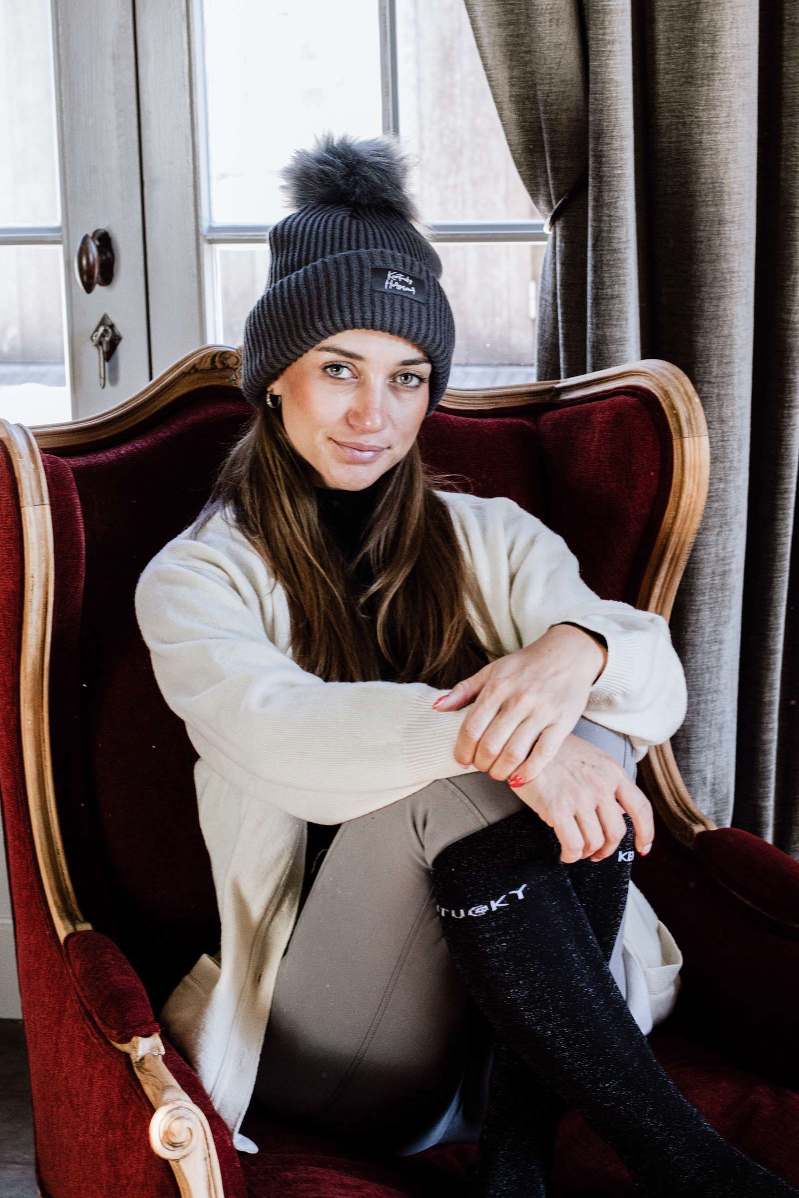 Grey Kentucky Horsewear Pompom Beanie