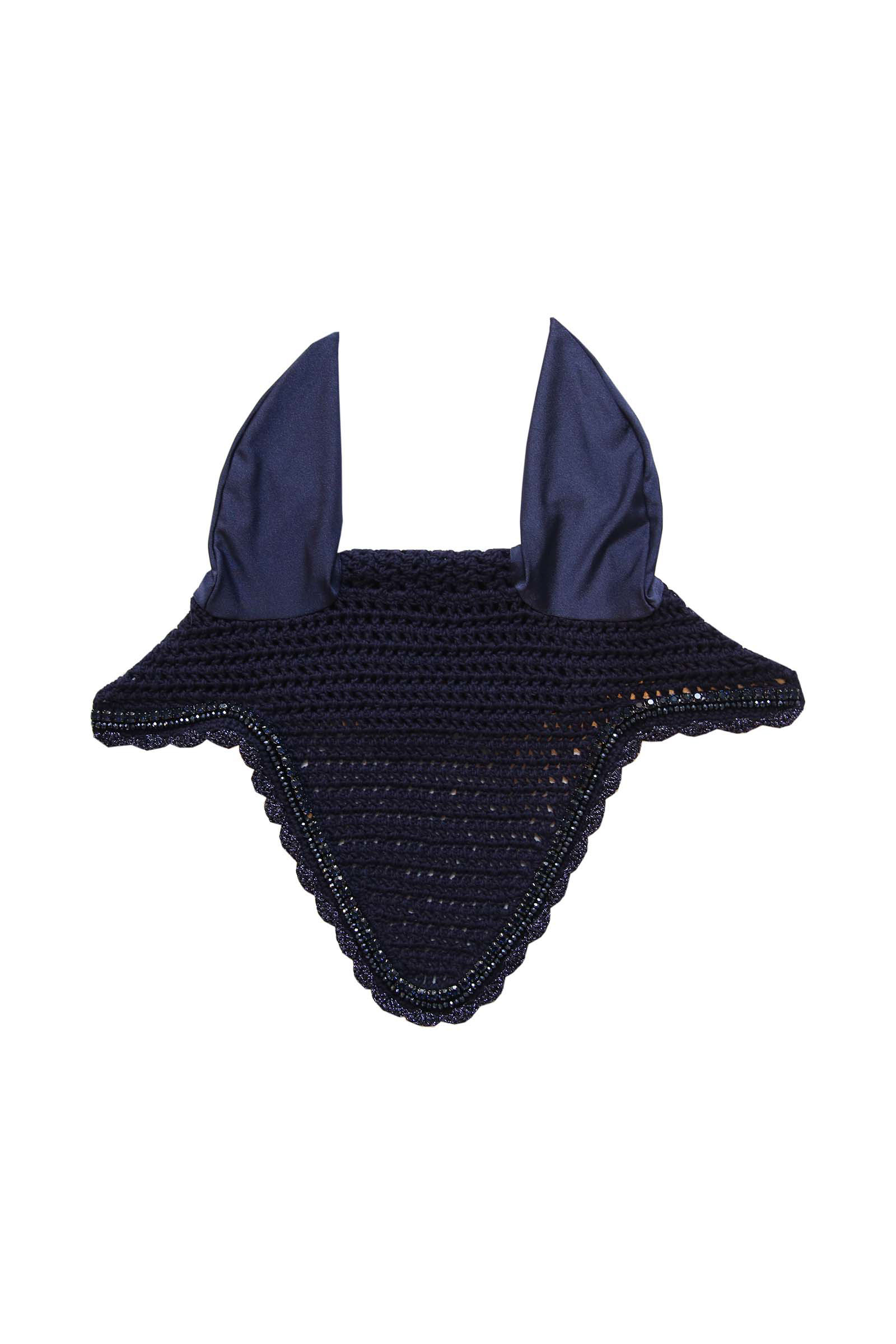 Dark Blue Kentucky Horsewear Fly Veil Long Stone & Pearl Soundless