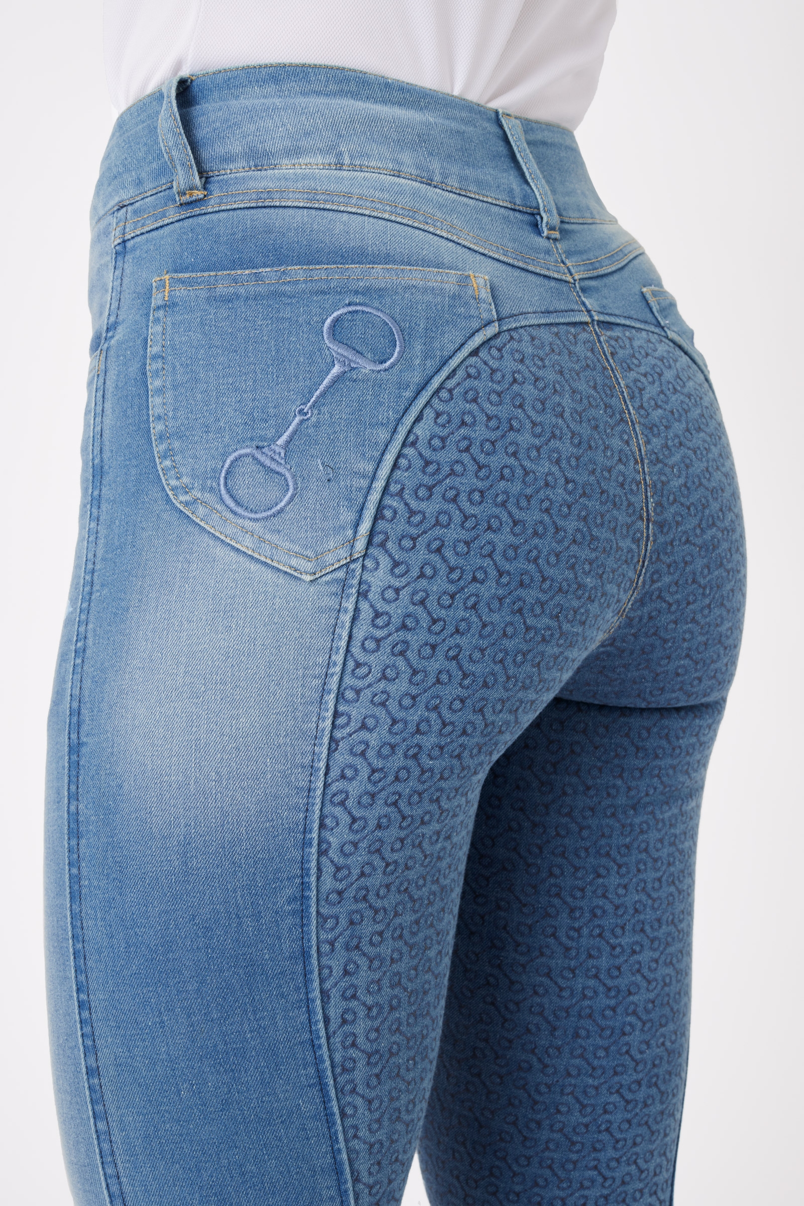 Horze Kaia Women's High Waist Denim Silicone Full Seat Breeches