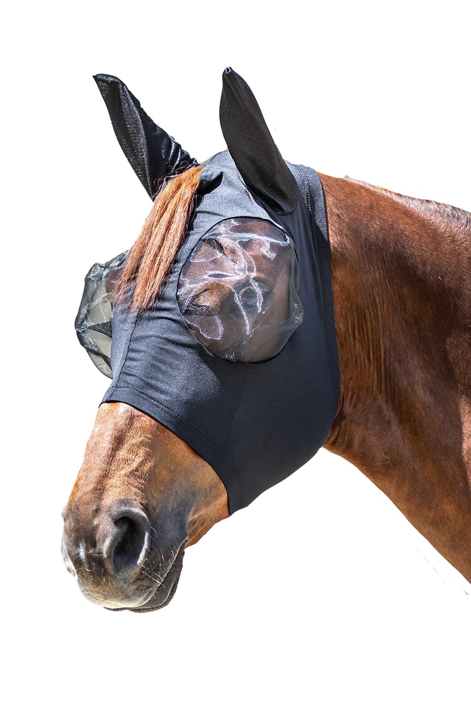 Black Waldhausen Puck Fly Mask With Zip and  UV-Protection