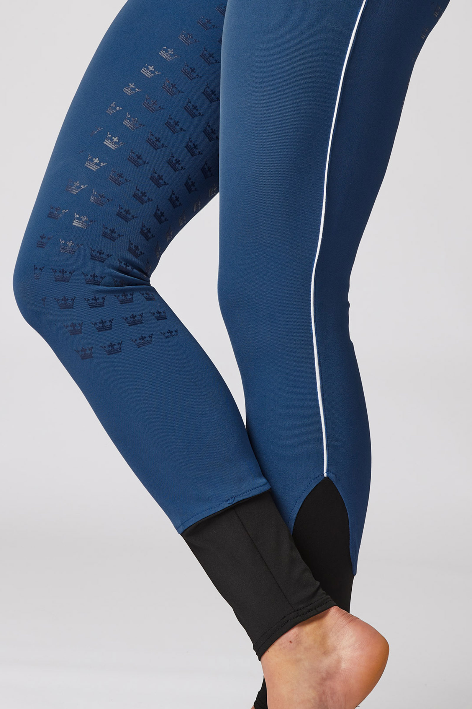 Women's High Waist Full Seat Breeches with Contrasting Piping