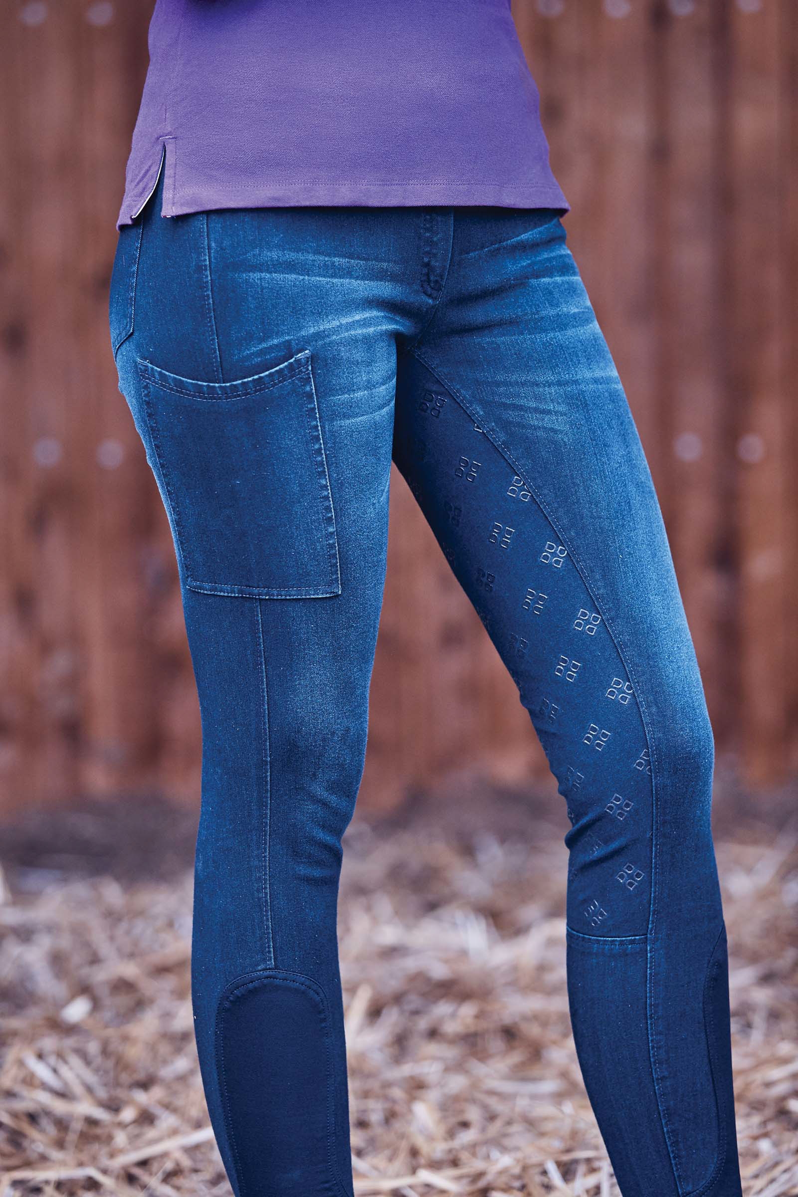 Dublin Shona Women's Full Grip Silicone Print Denim Breeches