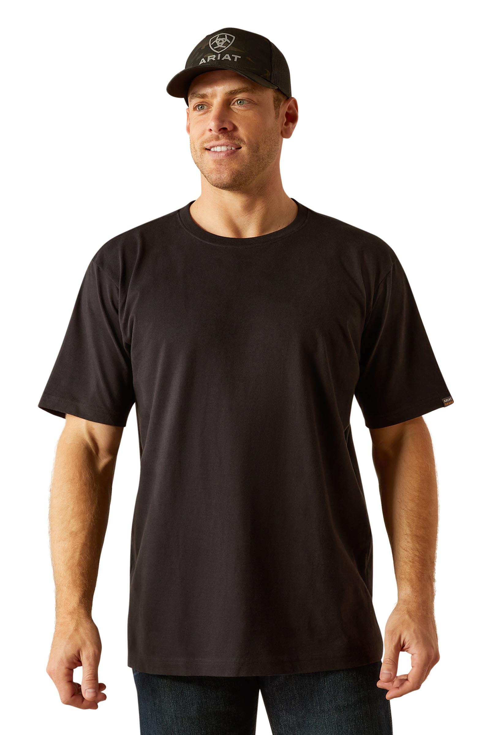 Black Ariat Rebar Cotton Strong Standard Men's T-Shirt