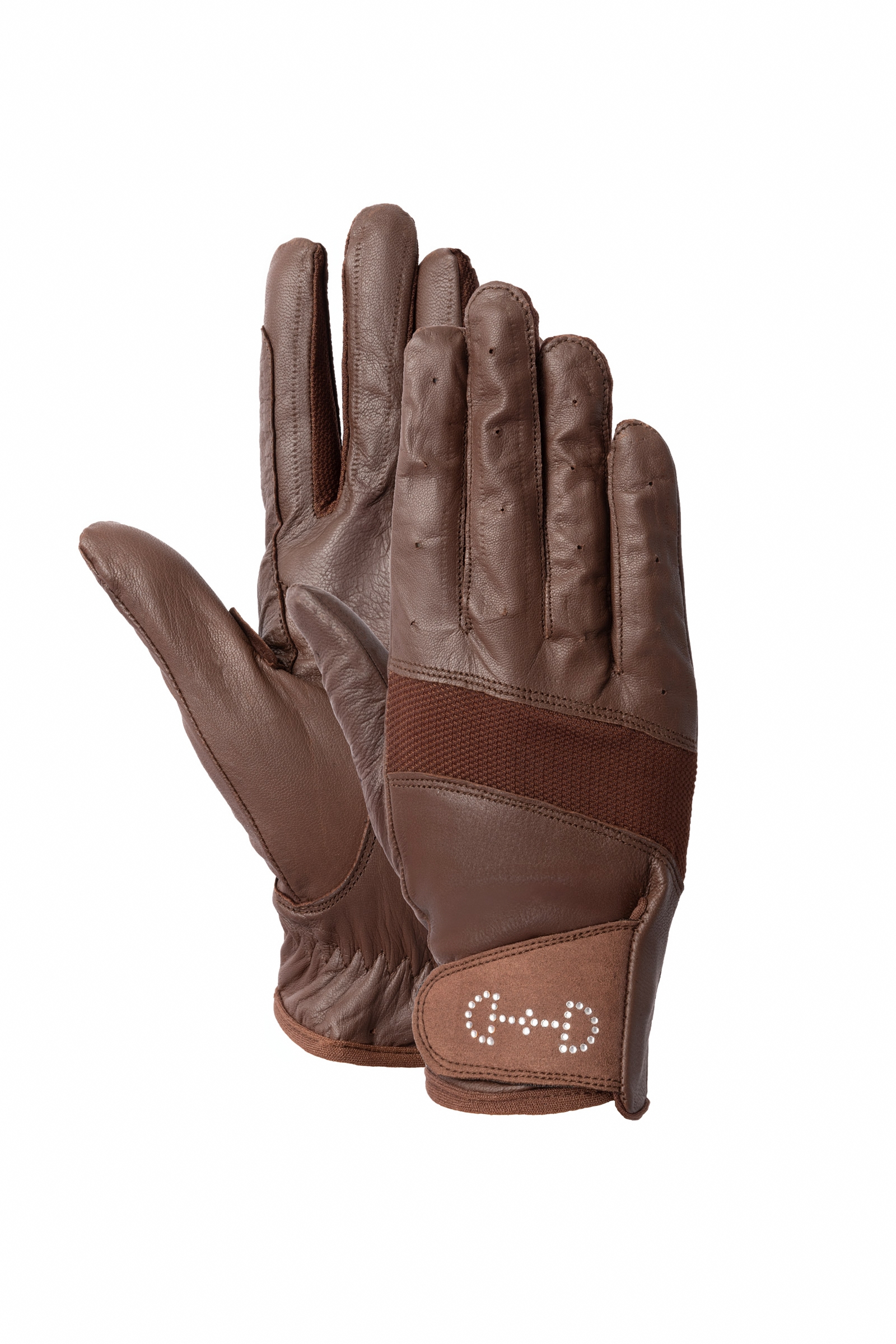 Brown Horze Women's Leather Mesh Riding Gloves