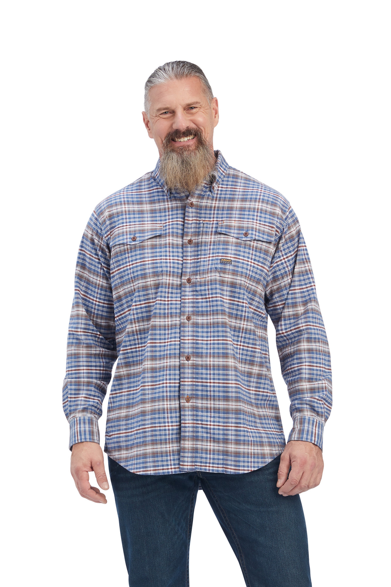 Alloy Grey Ariat Rebar Flannel DuraStretch Work Shirt