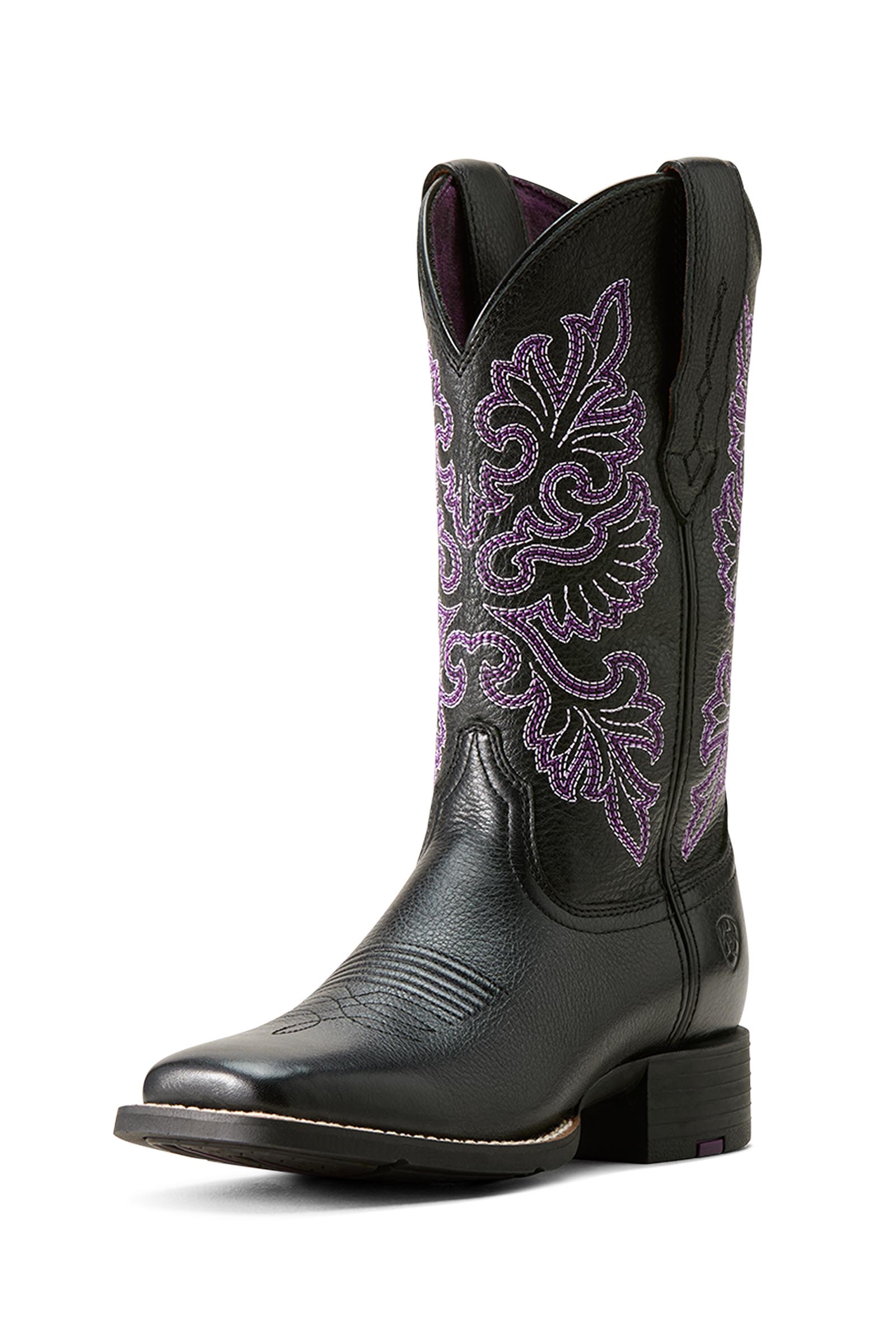 Black Deertan Ariat Round Up StretchFit Women's Western Boots