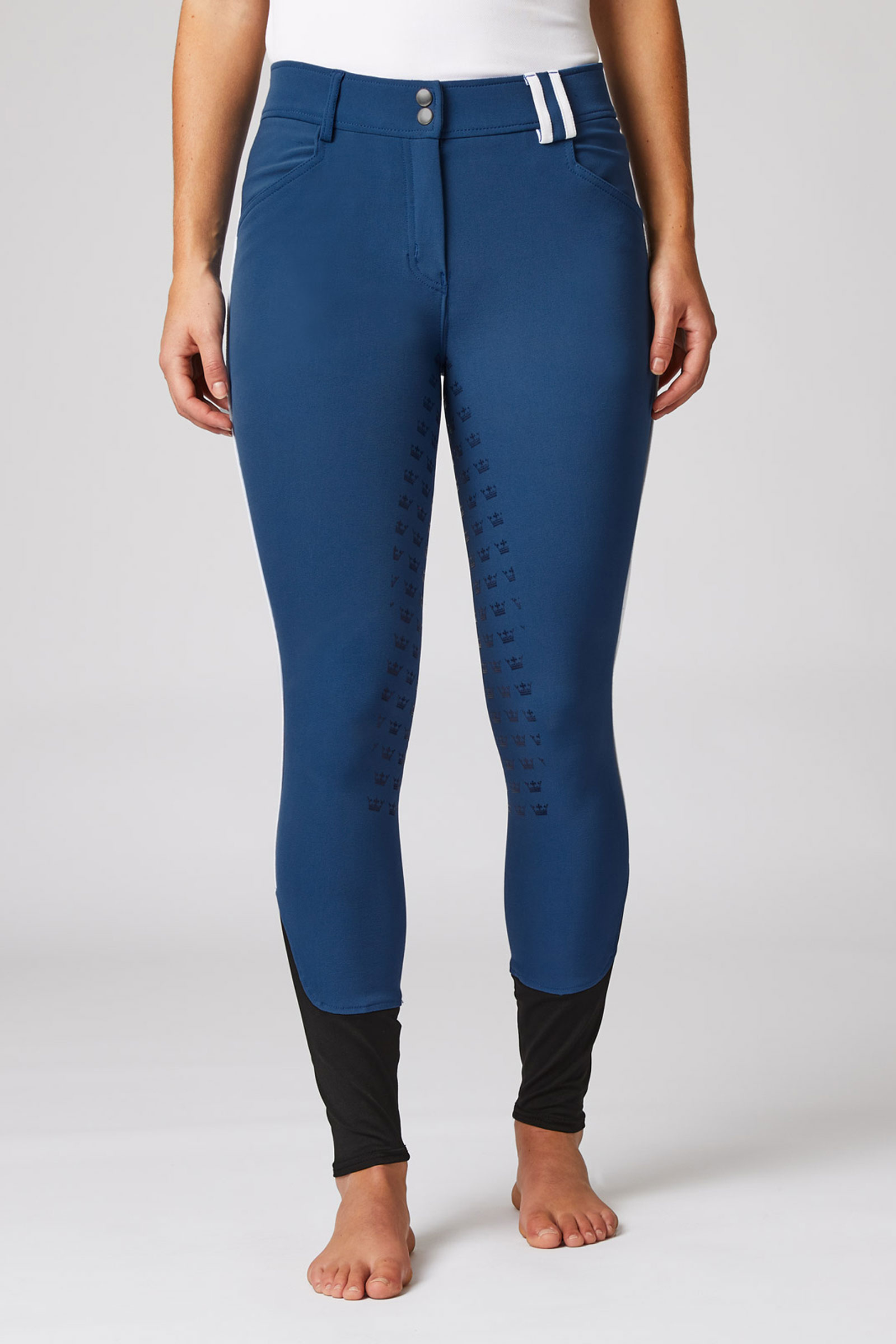 Women's High Waist Full Seat Breeches with Contrasting Piping