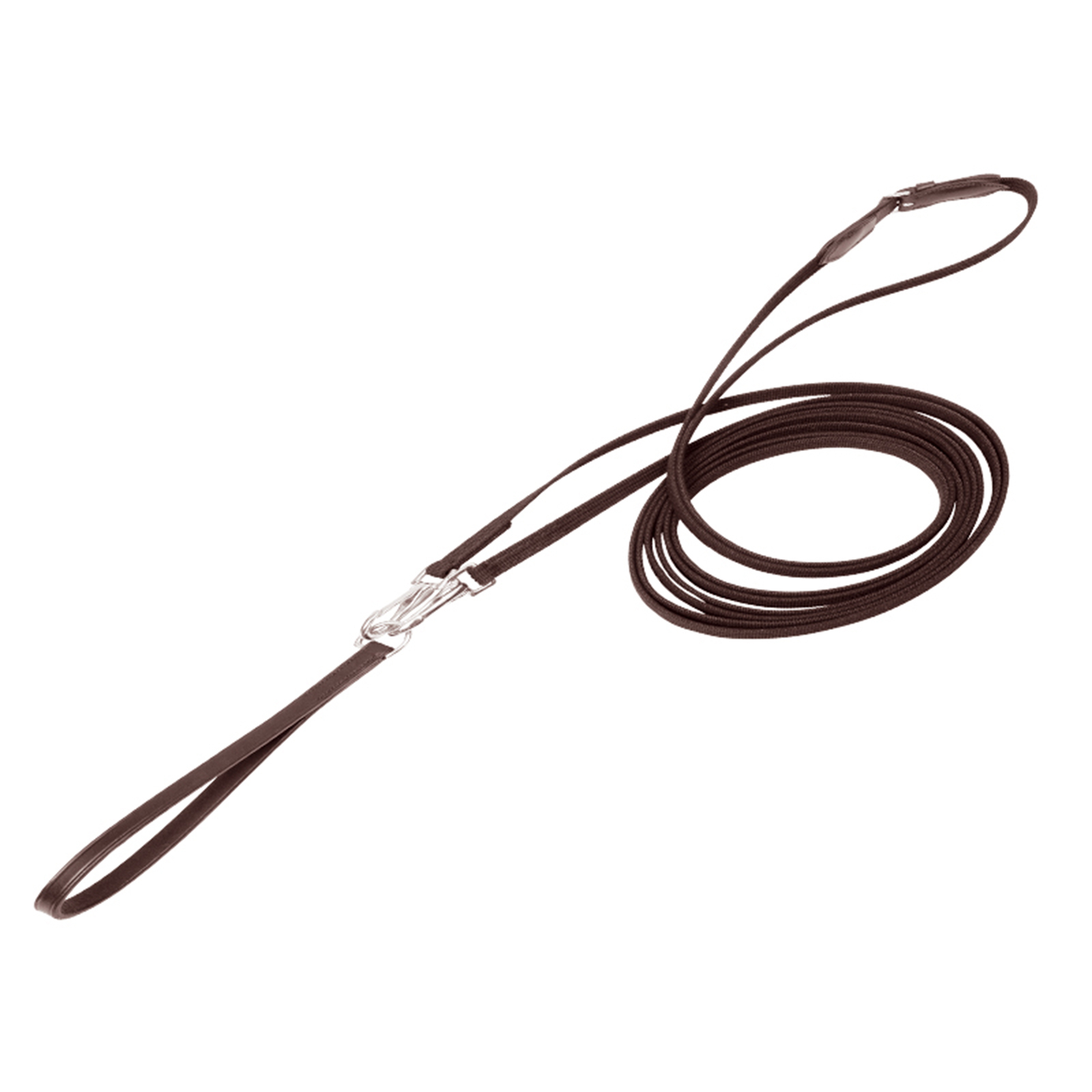 Brown Kavalkade Webbed draw reins with leather loop