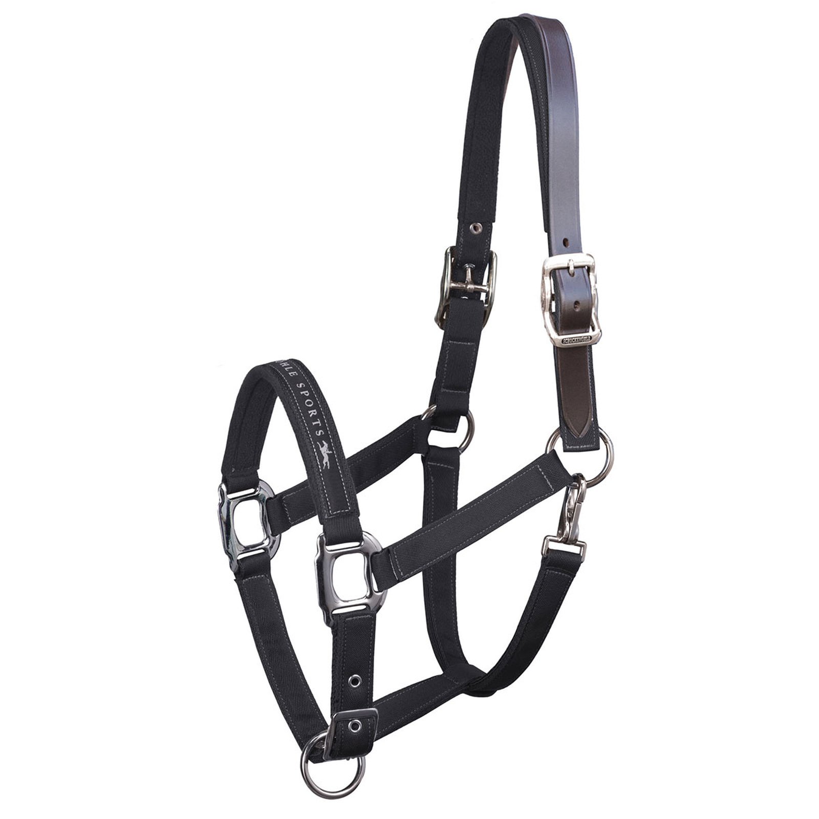 Black Schockemöhle Sports Memphis Breakaway, Nylon Halter + Leather strap