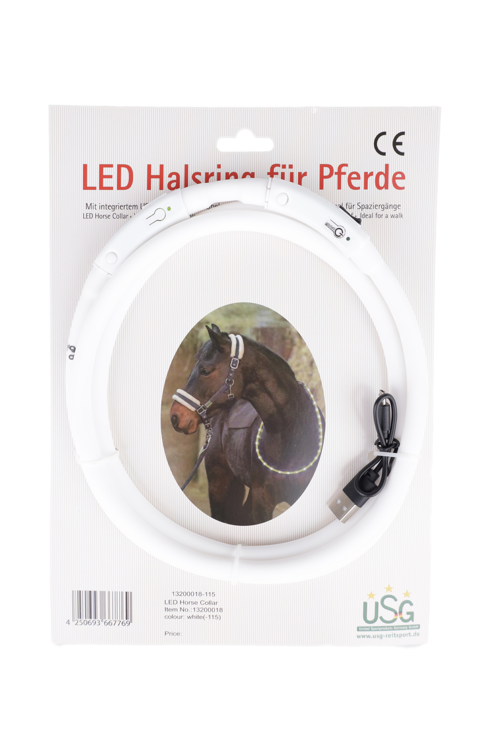 White USG LED Horse Collar