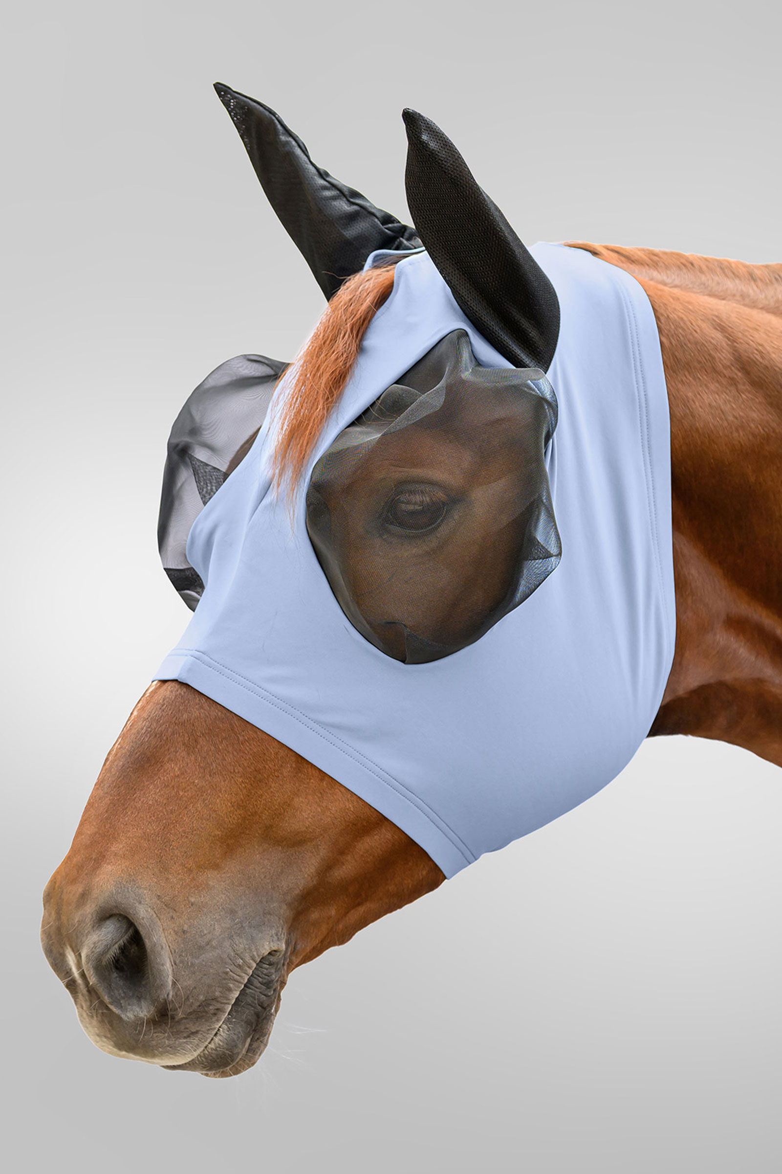 Pastel Blue Waldhausen Flex Puck Fly Mask With UV-Protection