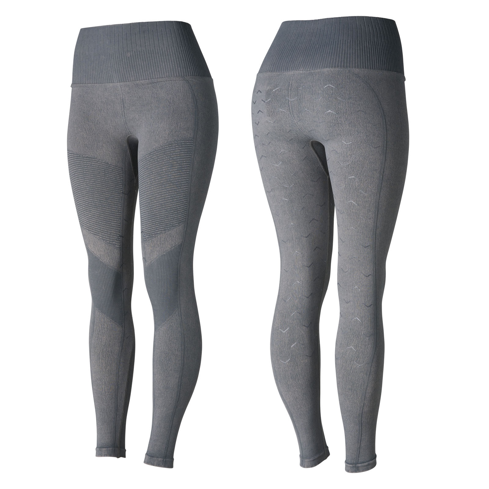 Light Grey Horze Vanessa Women's Seamless Denim-Look Silicone Full Seat Tights